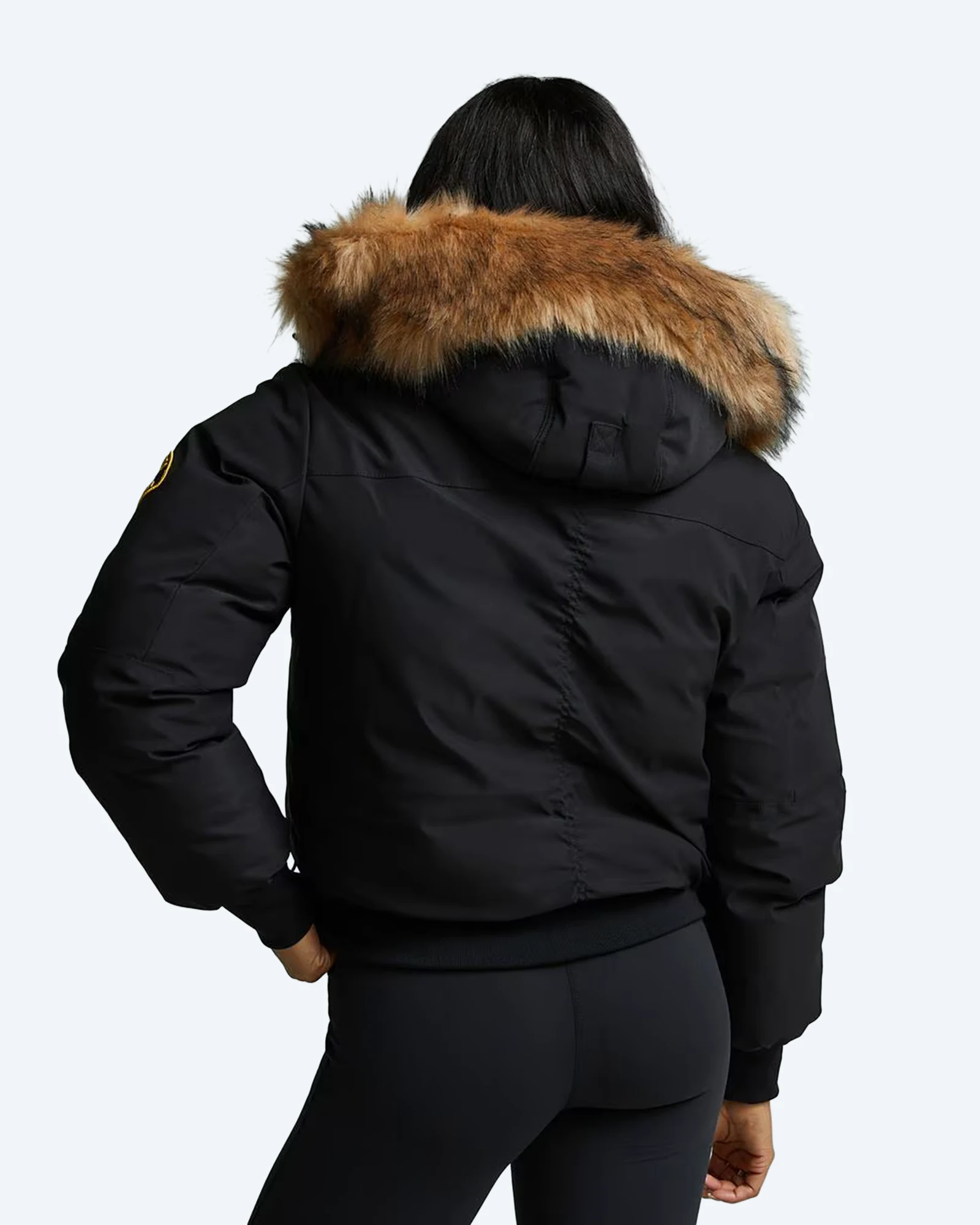 Zavetti Canada Olivia Hooded Bomber Jacket Black