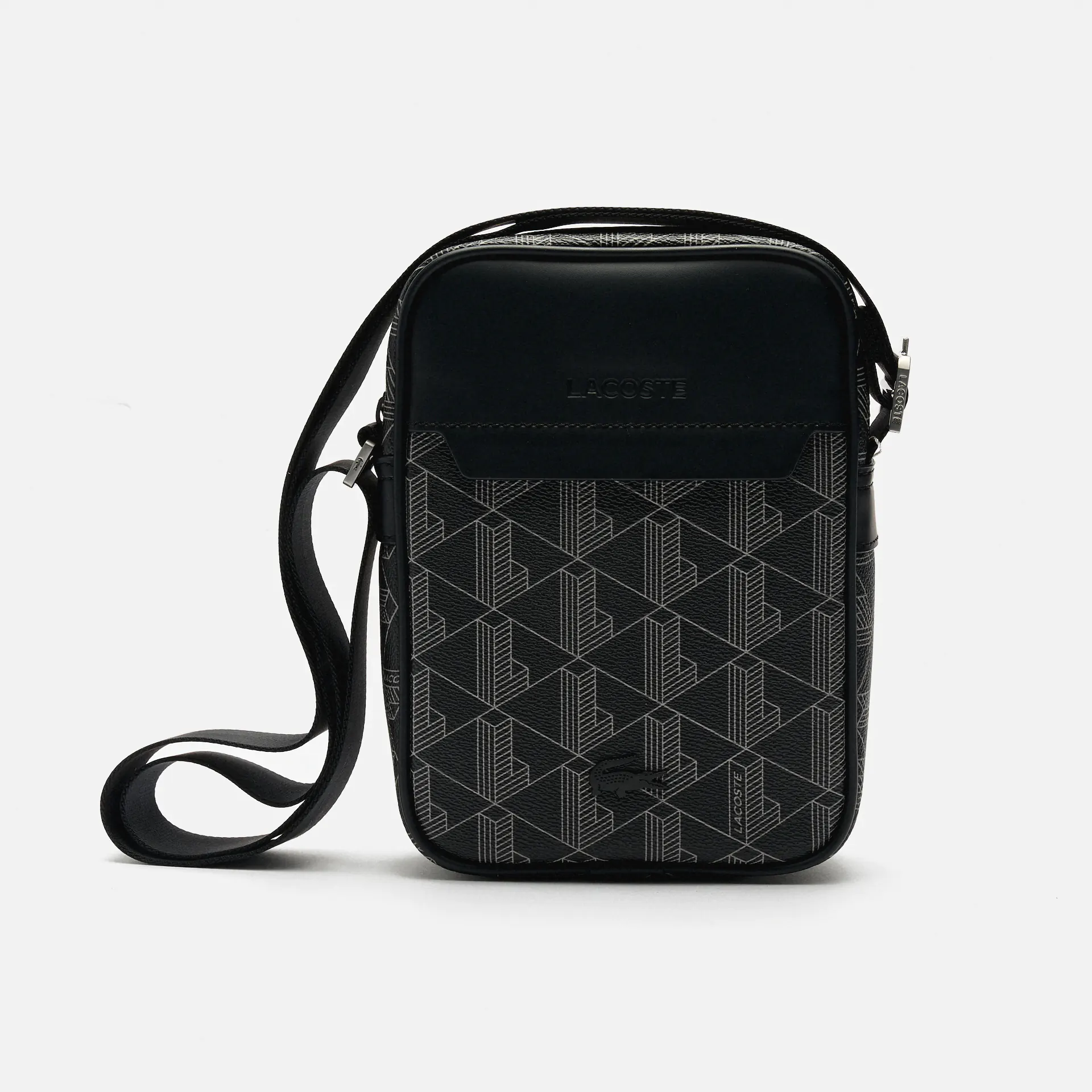 Lacoste The Blend Vertical Monogram Crossover Bag Black