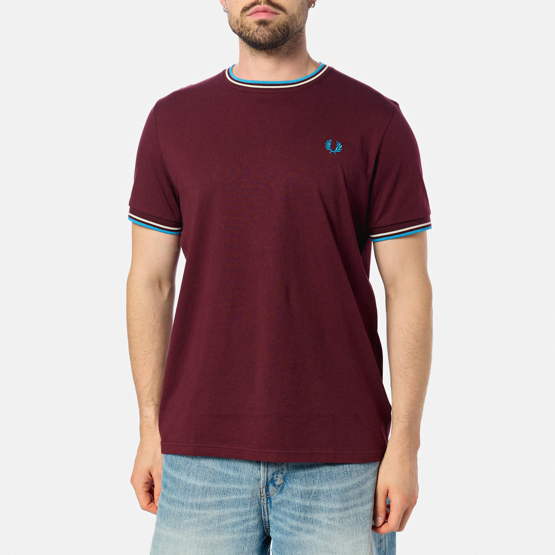 Fred Perry Twin Tipped T-Shirt Oxblood/Ecru/Court Blue