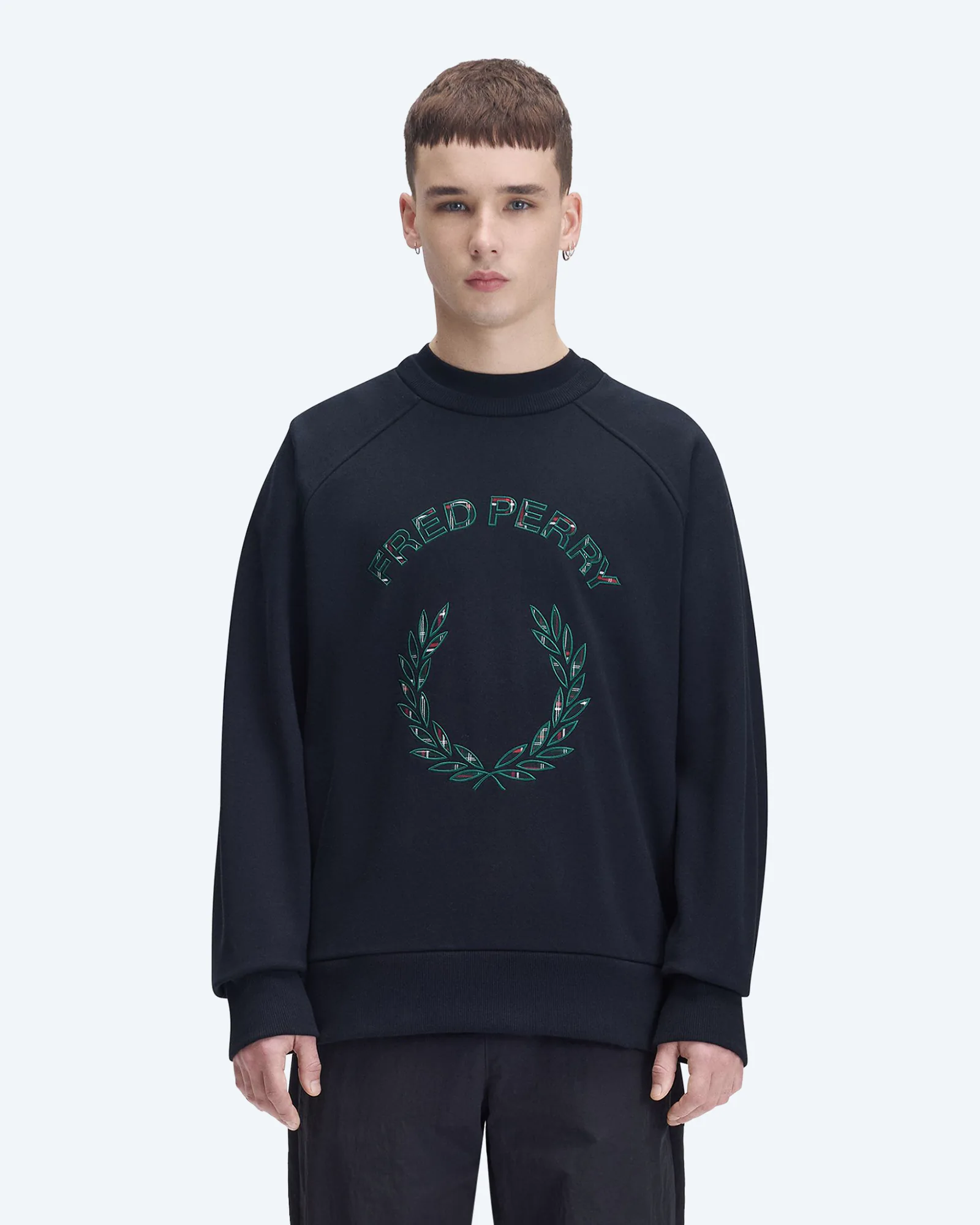 Tartan Appliqué Sweatshirt Navy