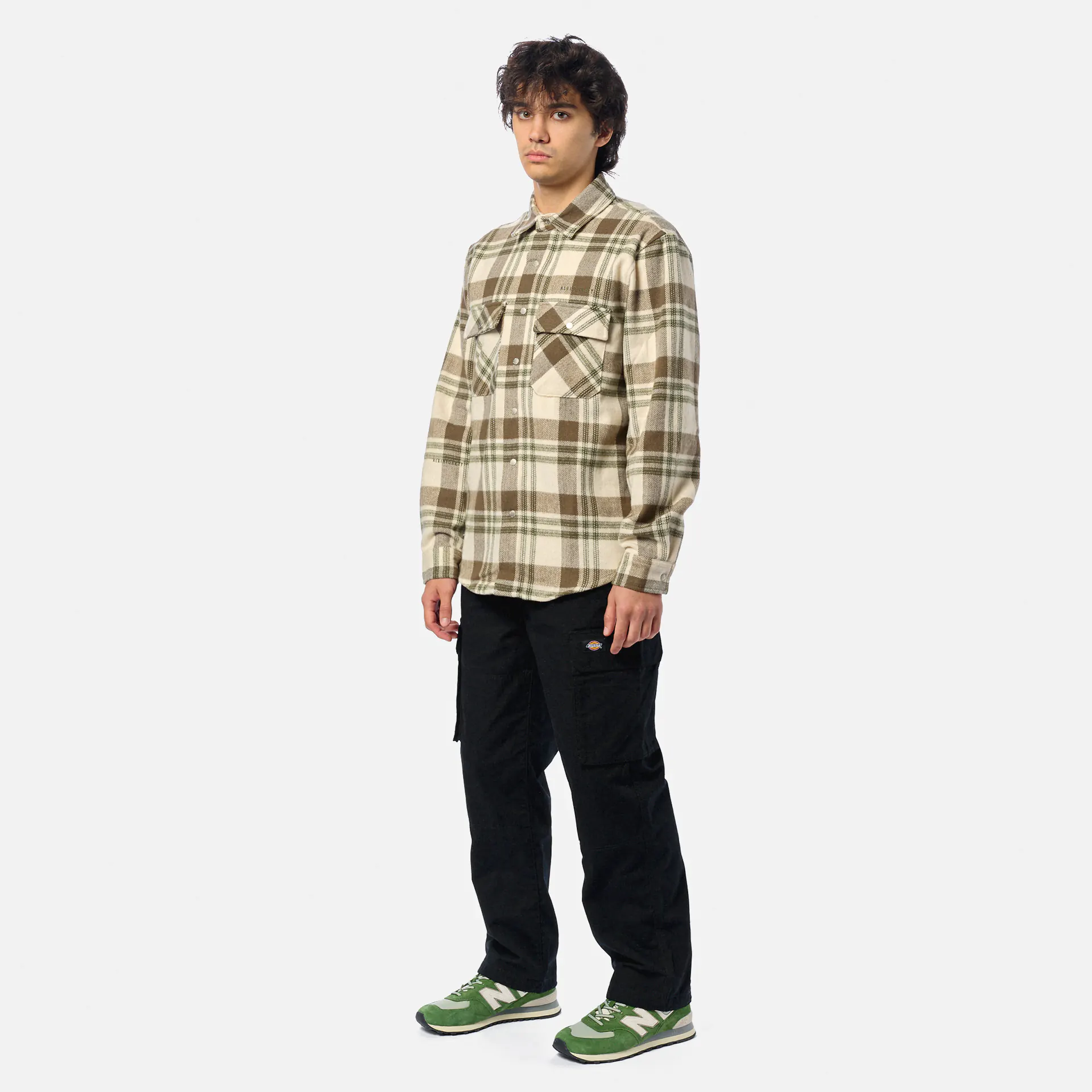 Kleinigkeit Bois Flanellson Mandela Shirt Offwhite/Brown/Croco Green