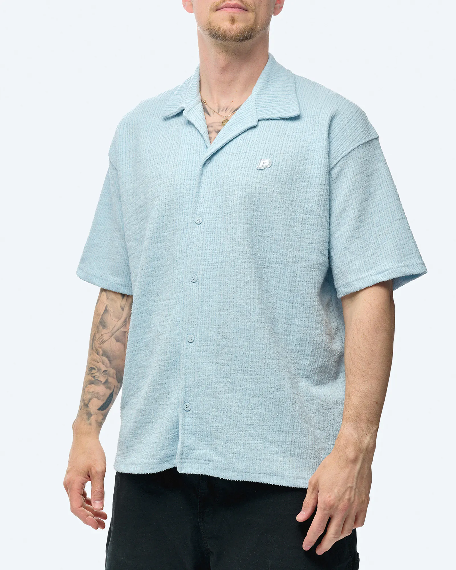 PEGADOR Libco Structured Knit Shirt Baby Blue PEGADOR Libco Structured Knit Shirt Baby Blue