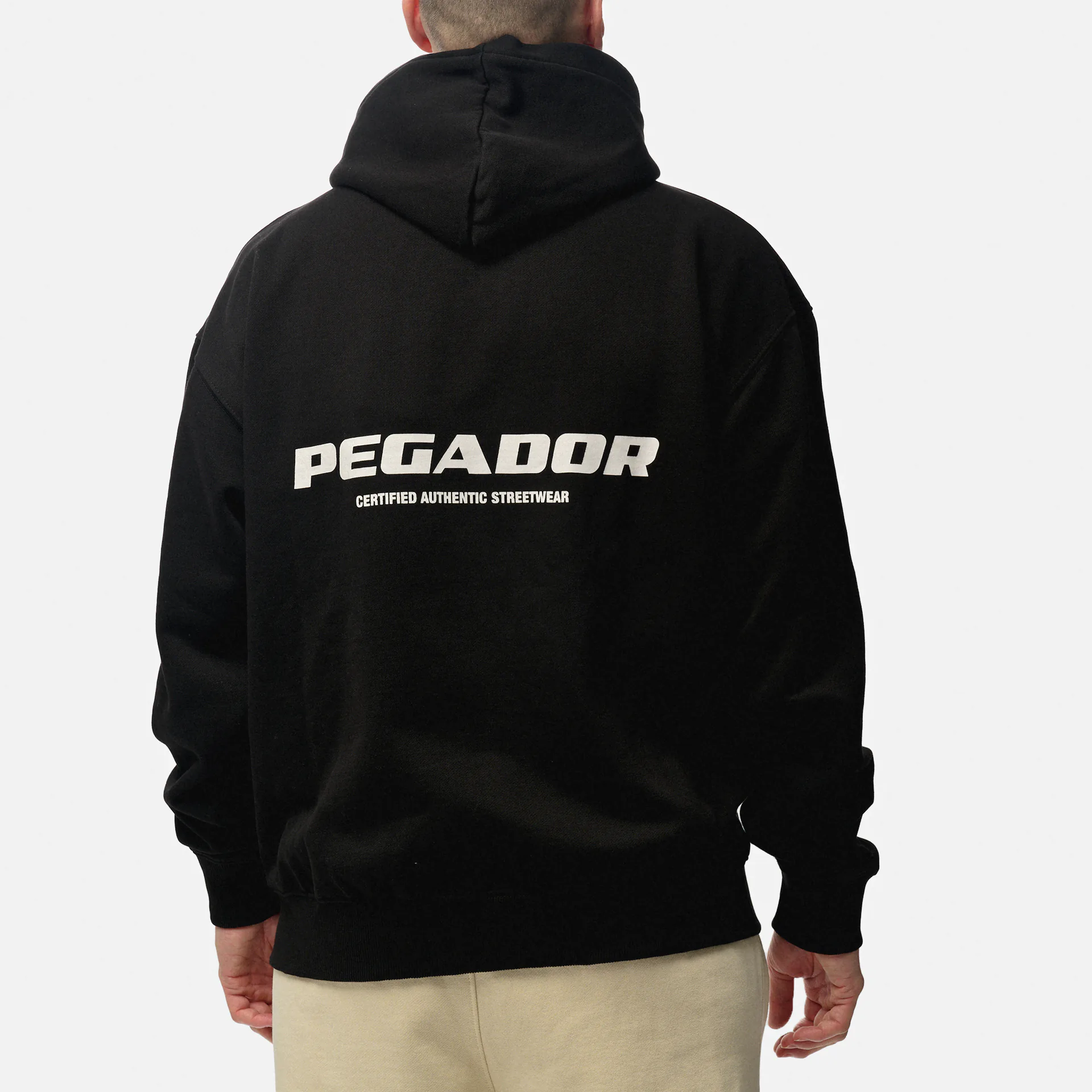 PEGADOR Colne Logo Oversized Sweat Jacket Washed Black