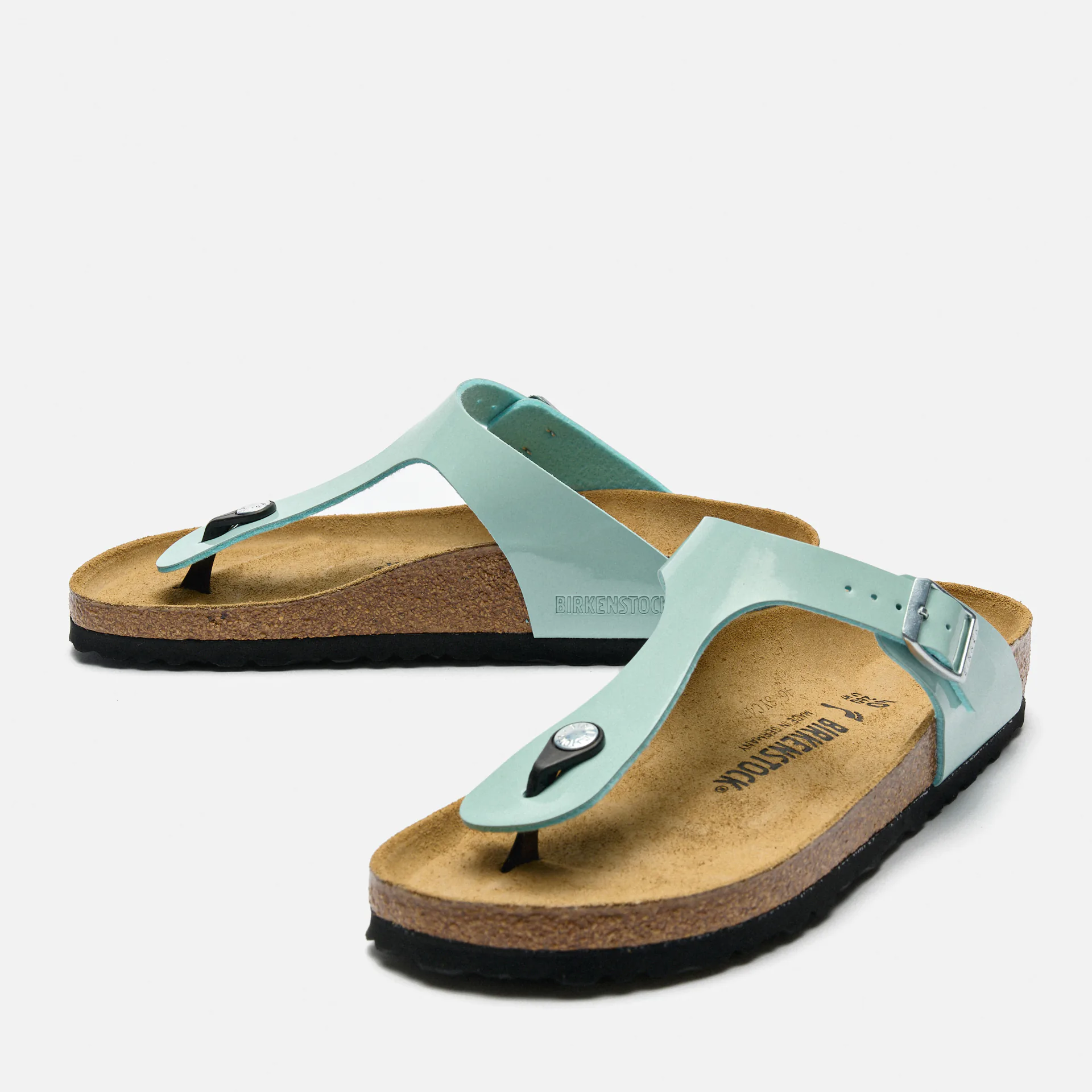 Birkenstock Gizeh Birko-Flor Sandals Patent Surf Green