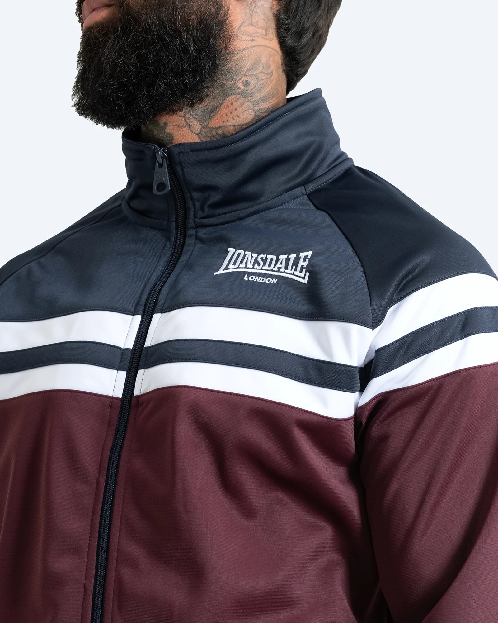 Streatham Track Jacket Oxblood/Dark Navy/White