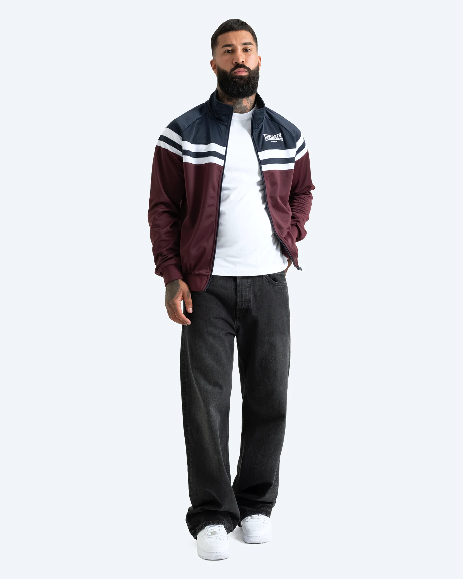 Streatham Track Jacket Oxblood/Dark Navy/White