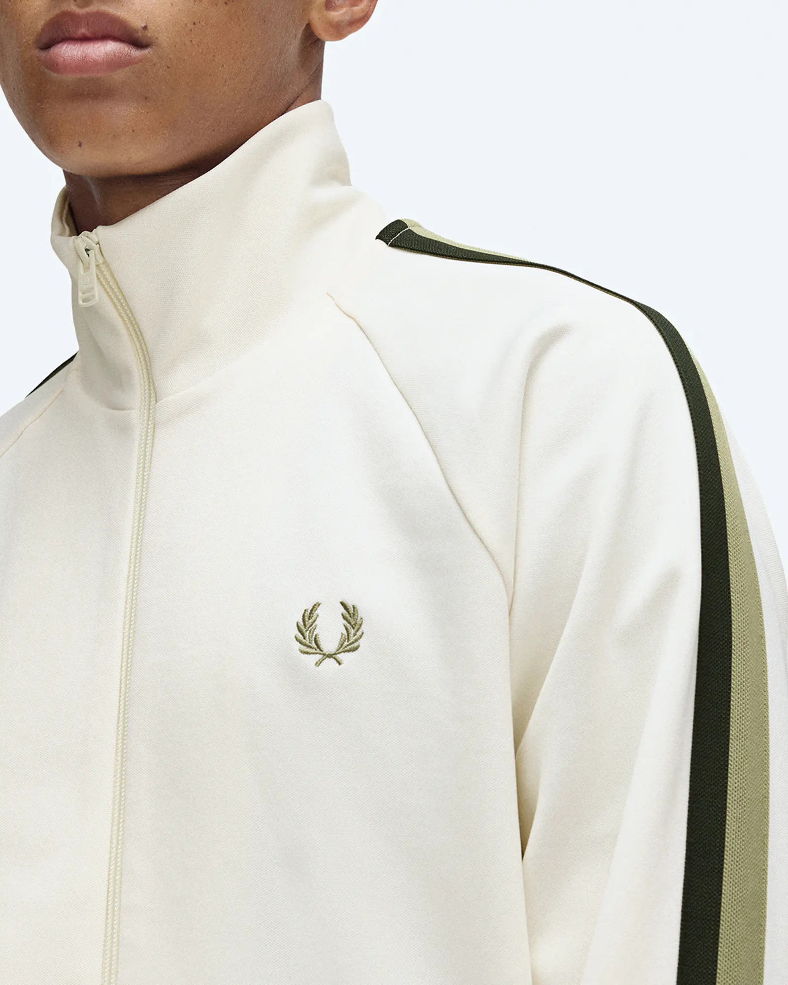 Fred Perry Two Colour Tape Track Jacket Light Ecru Fred Perry Two Colour Tape Track Jacket Light Ecru