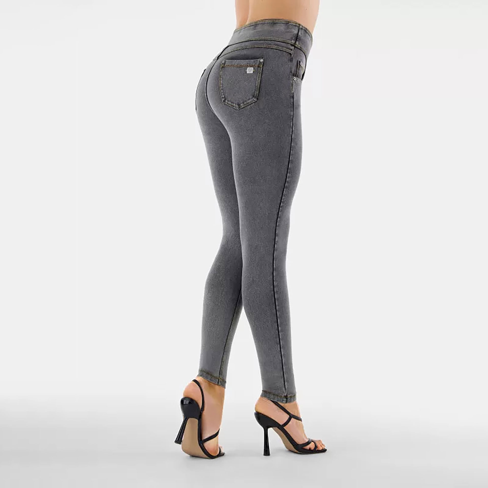 Freddy N.O.W.® Yoga Mid Waist Skinny Pant Washed Grey/Yellow Seam