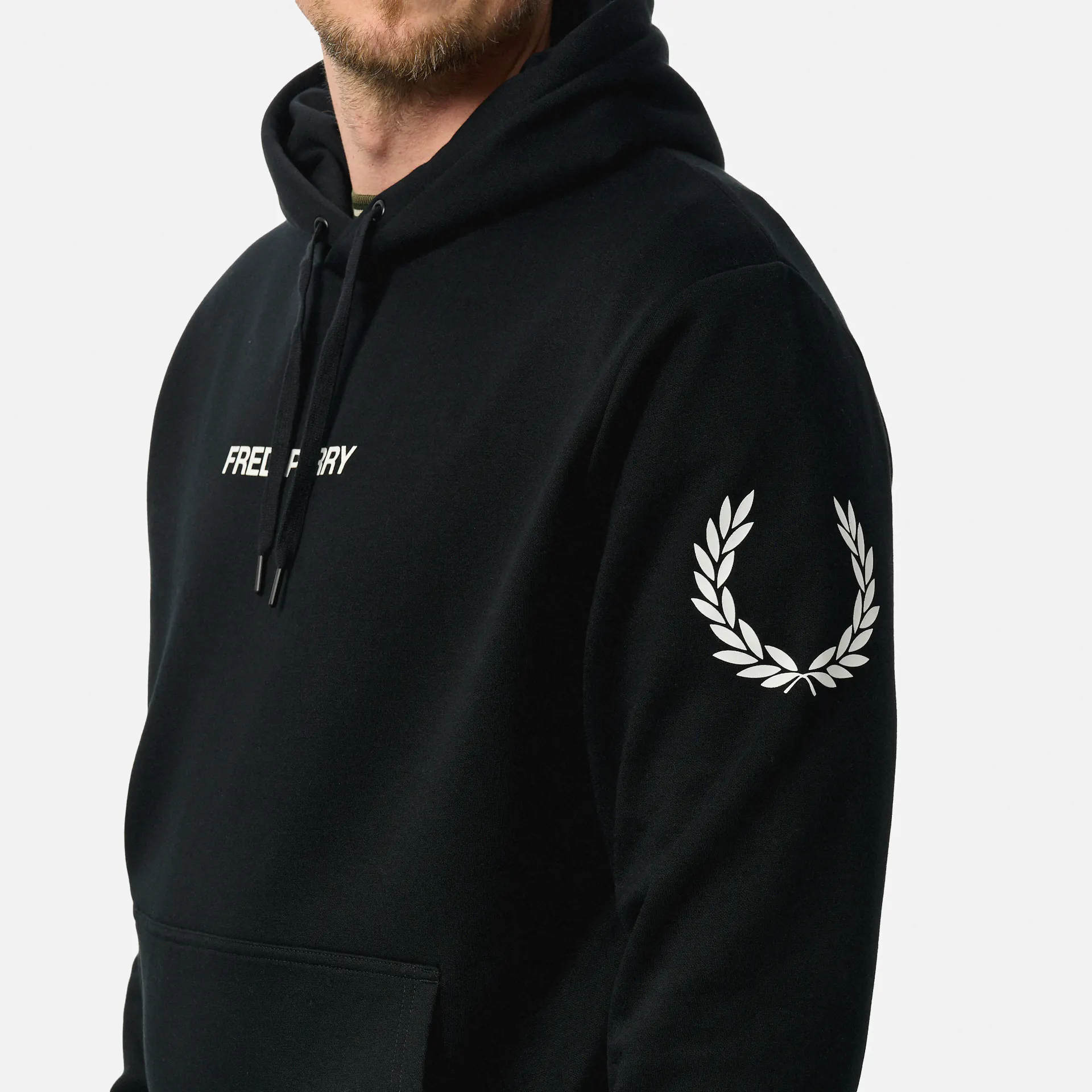 Fred Perry Double Branded Hooded Sweatshirt Black Fred Perry Double Branded Hooded Sweatshirt Black