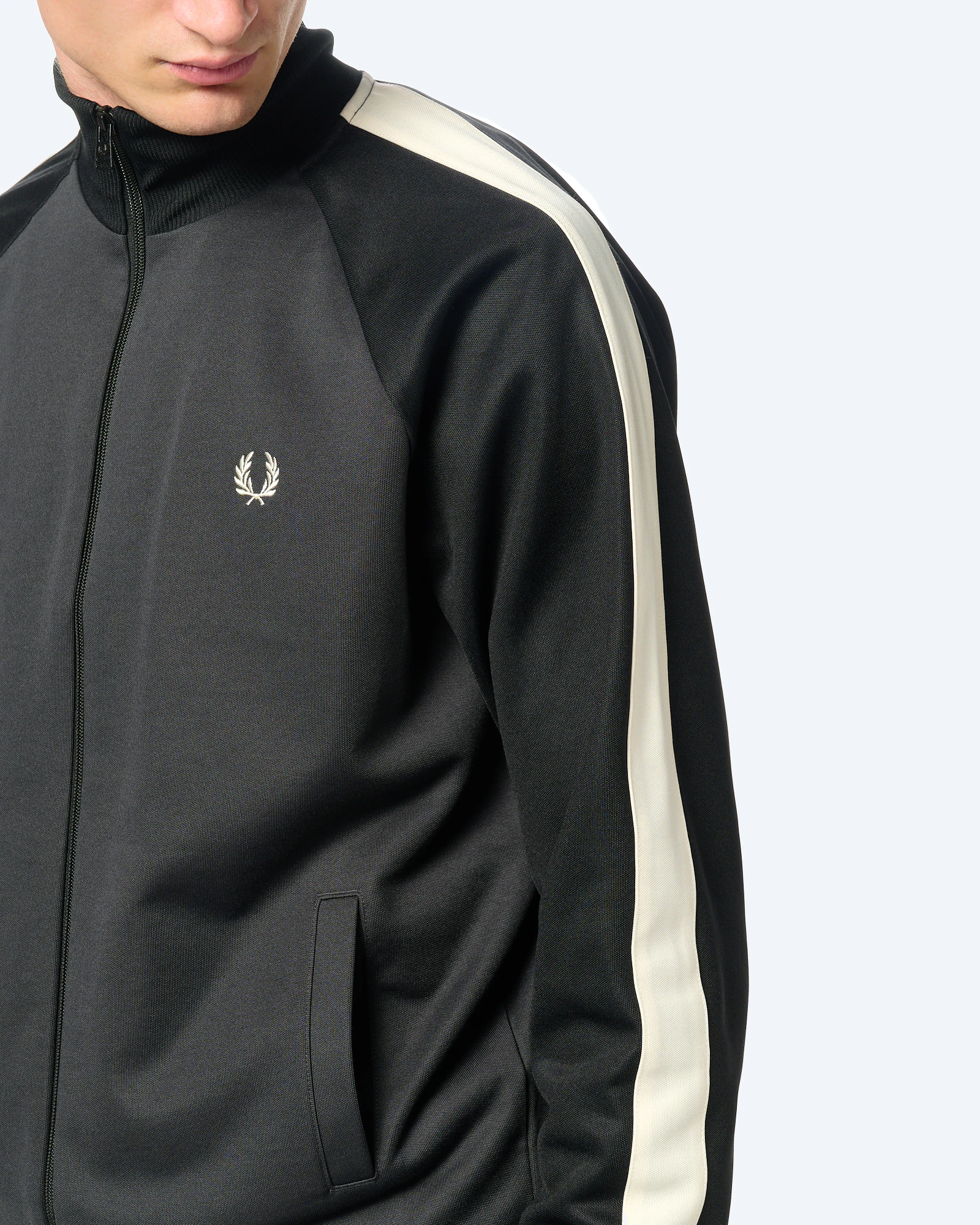 Fred Perry Contrast Sleeve Track Jacket Anchor Grey
