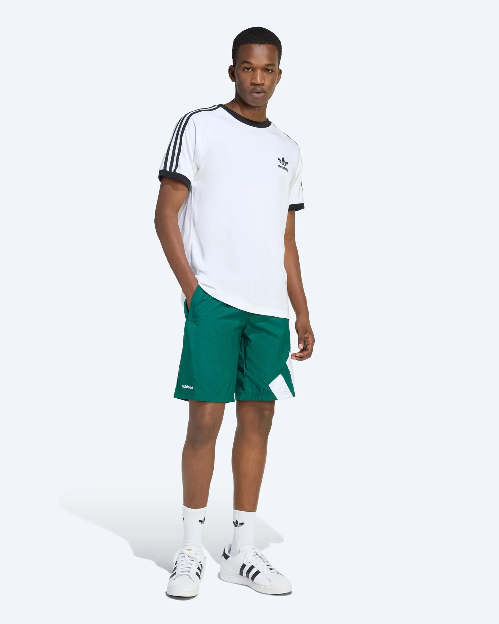 adidas Adicolor Blocked Shorts Core Green/White