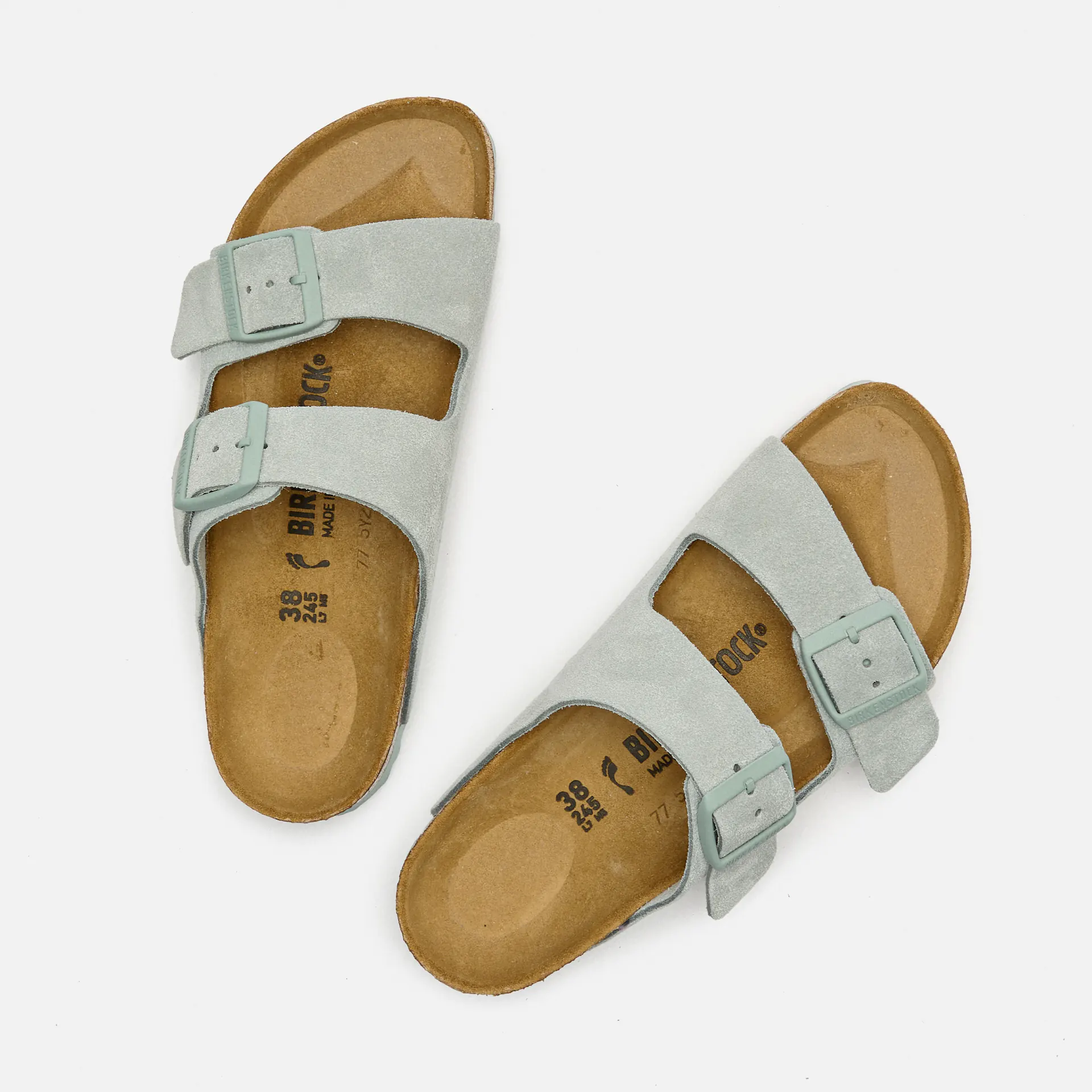 Birkenstock Arizona Suede Leather Narrow Sandals Pure Sage