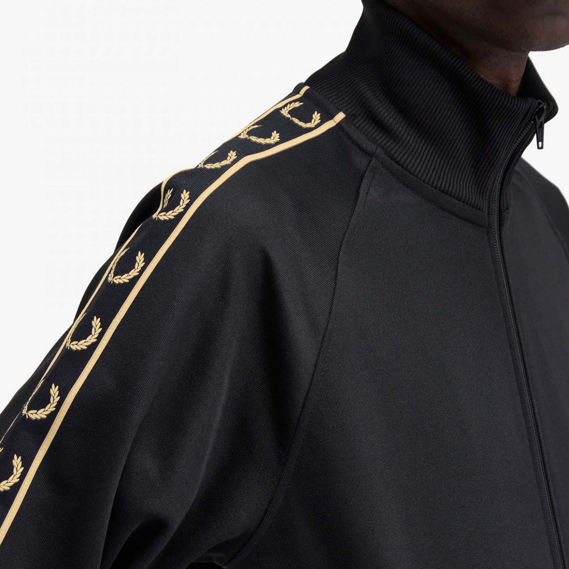 Fred Perry Seasonal Taped Track Jacket Black/1964 Gold Fred Perry Seasonal Taped Track Jacket Black/1964 Gold