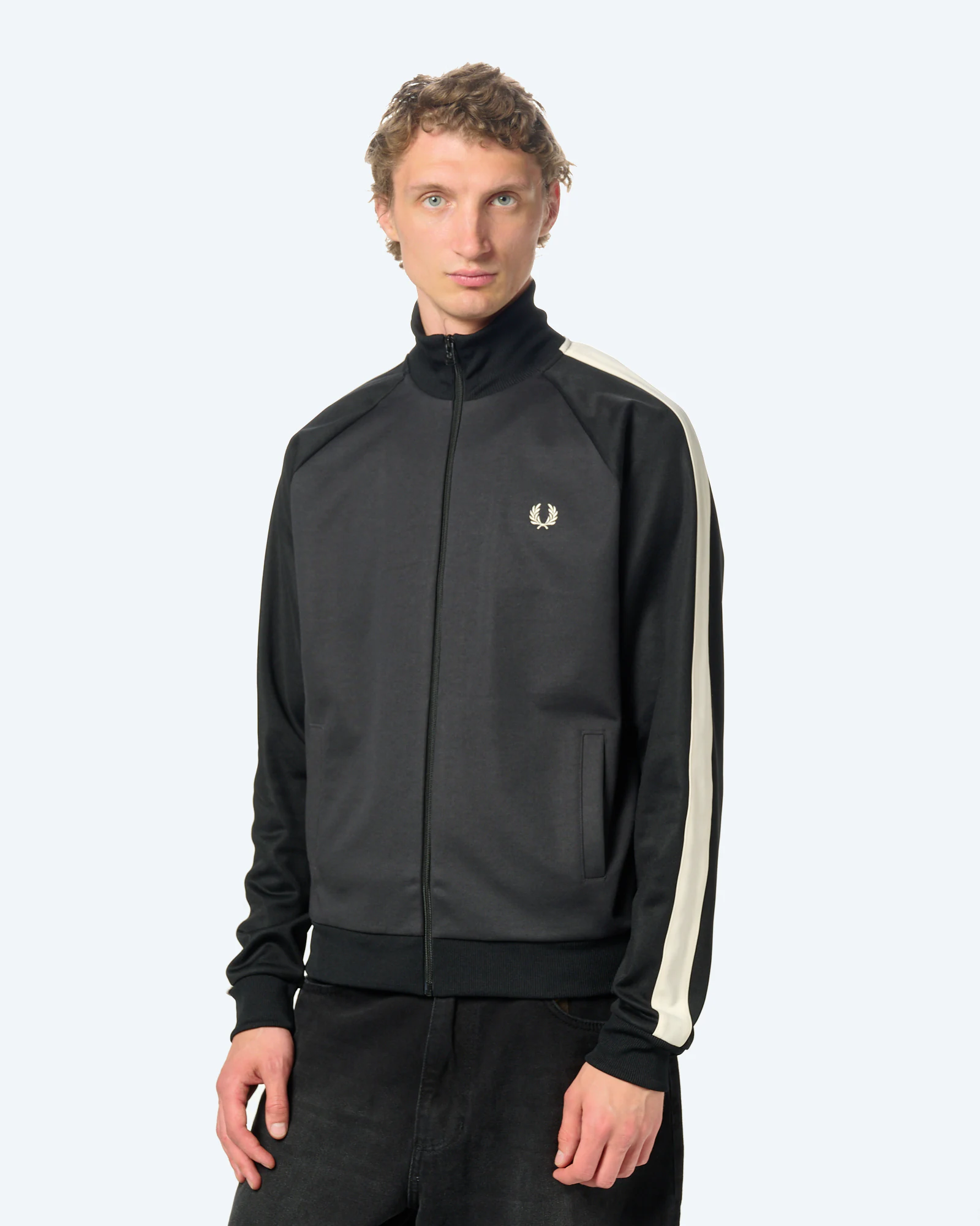 Fred Perry Contrast Sleeve Track Jacket Anchor Grey