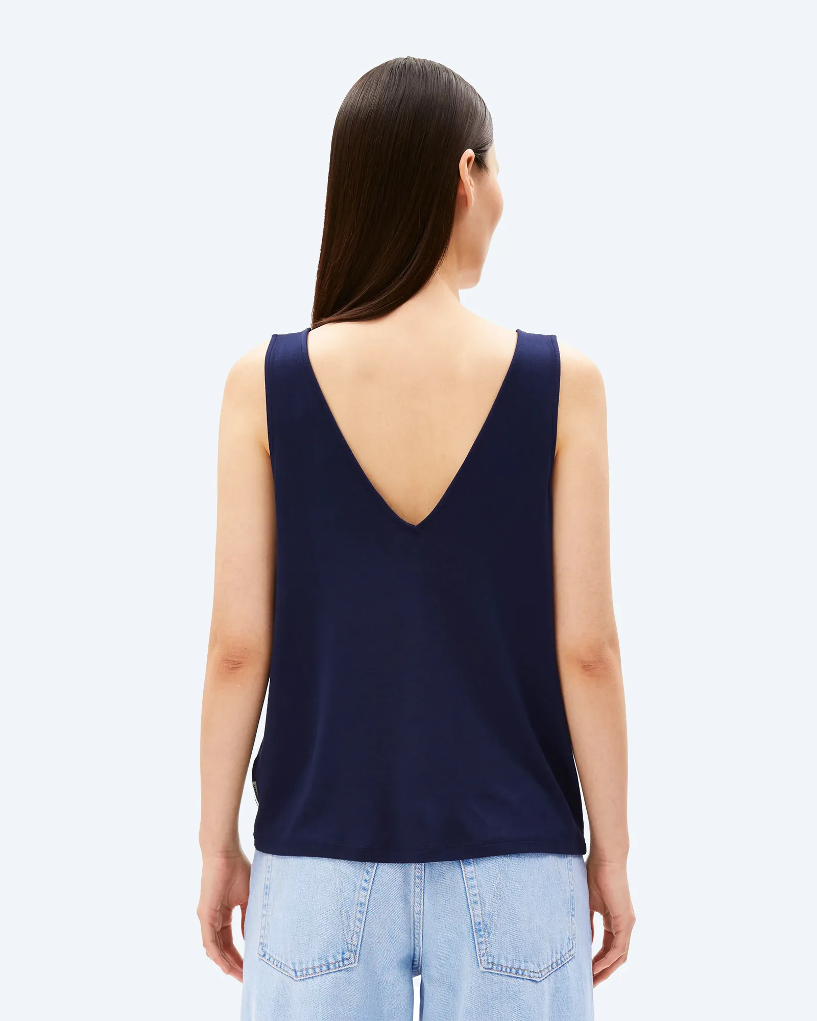 ARMEDANGELS V-NECK JERSEY TOP Tinted Navy