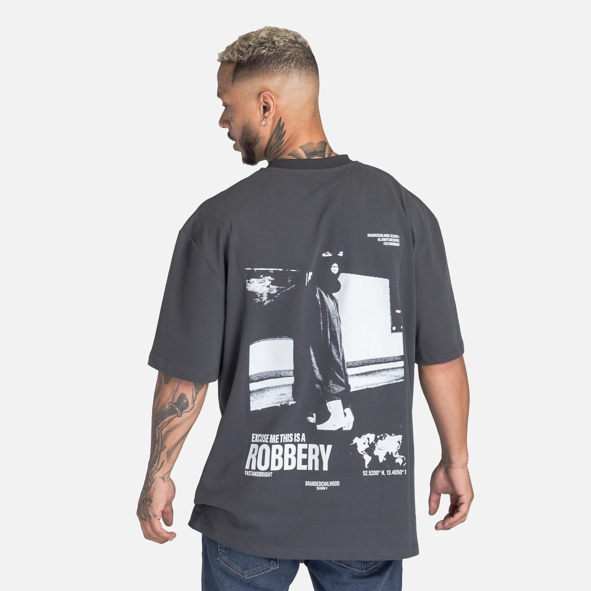 Fast and Bright Robbery T-Shirt Washed Black