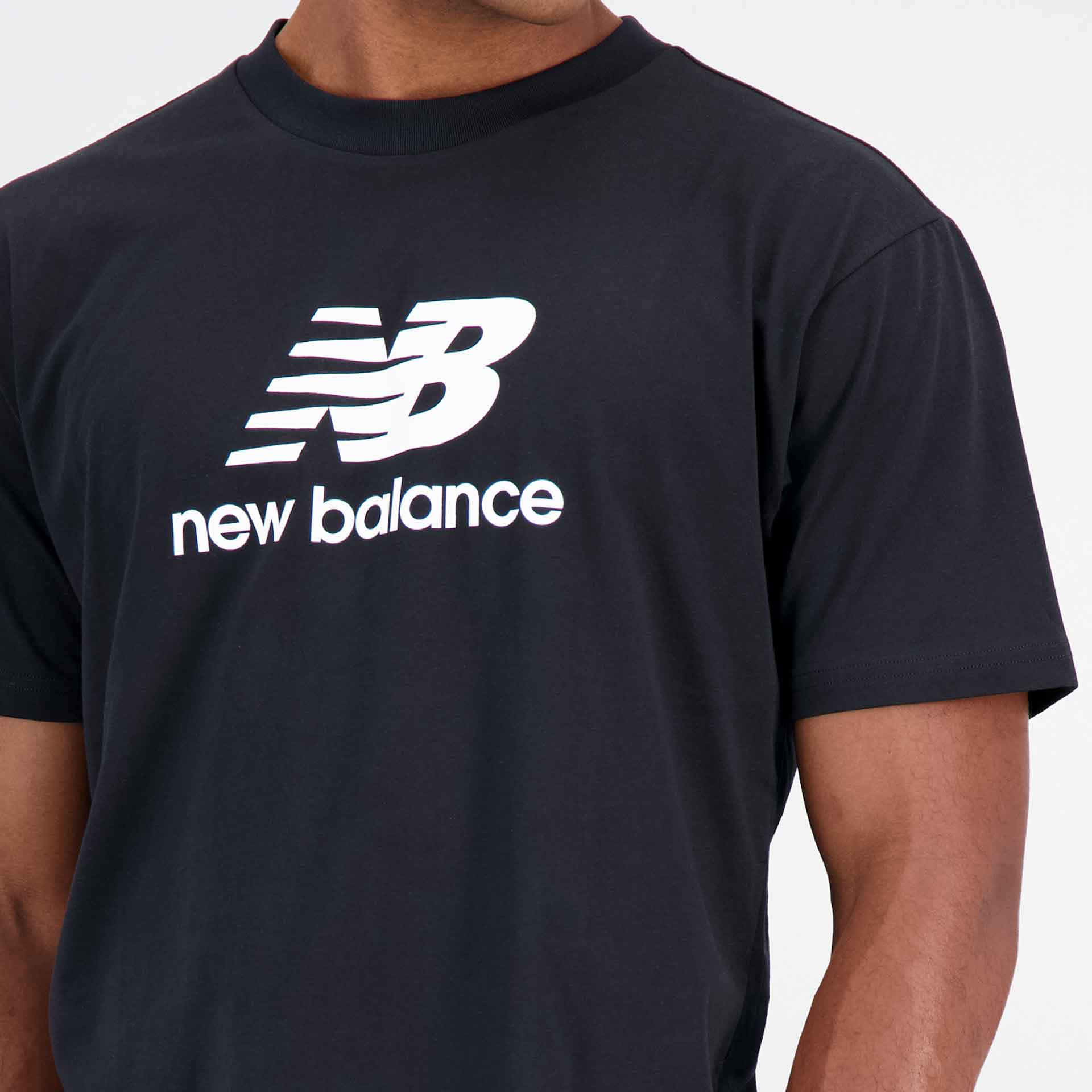 New Balance Essentials Stacked Logo Cotton Jersey T-Shirt Black
