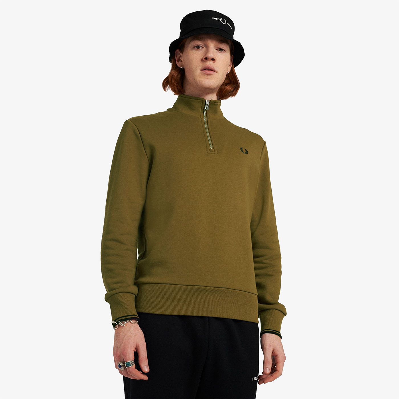 Fred Perry Half-Zip Sweatshirt  Shaded Stone