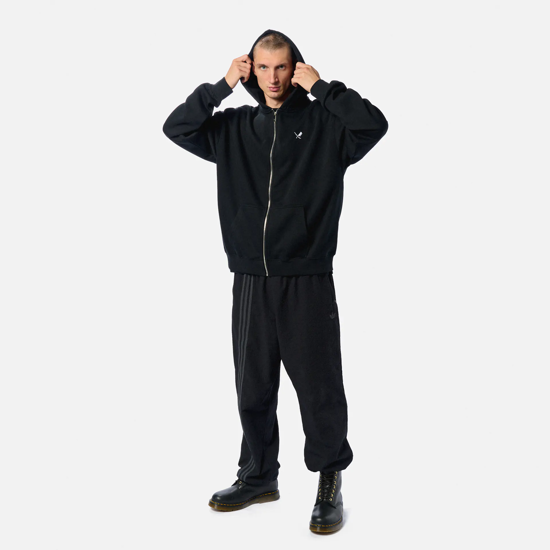 Distorted People Classic Oversized Zip Hoodie Black