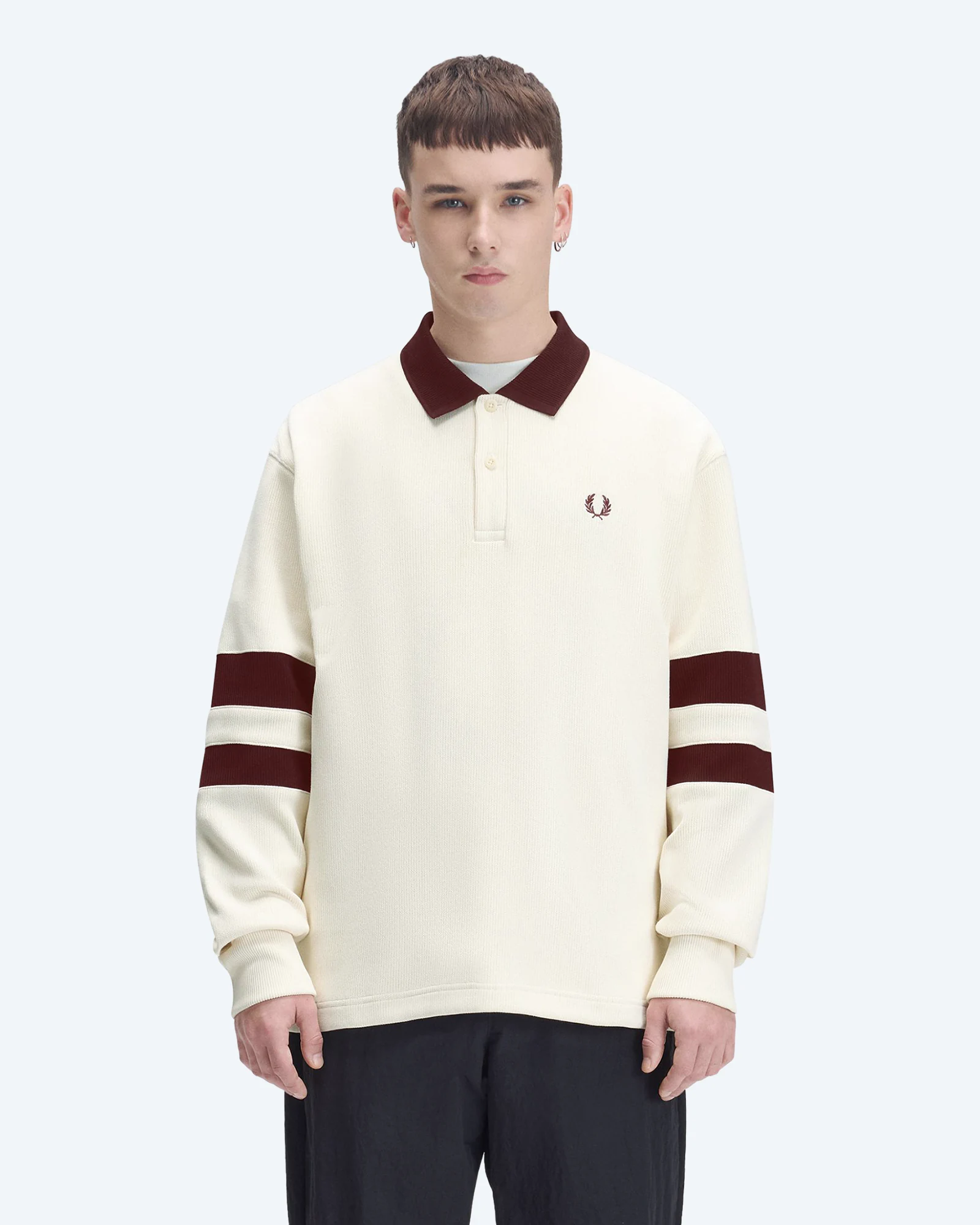 Tippedsleeve Collared Sweatshirt Ecru