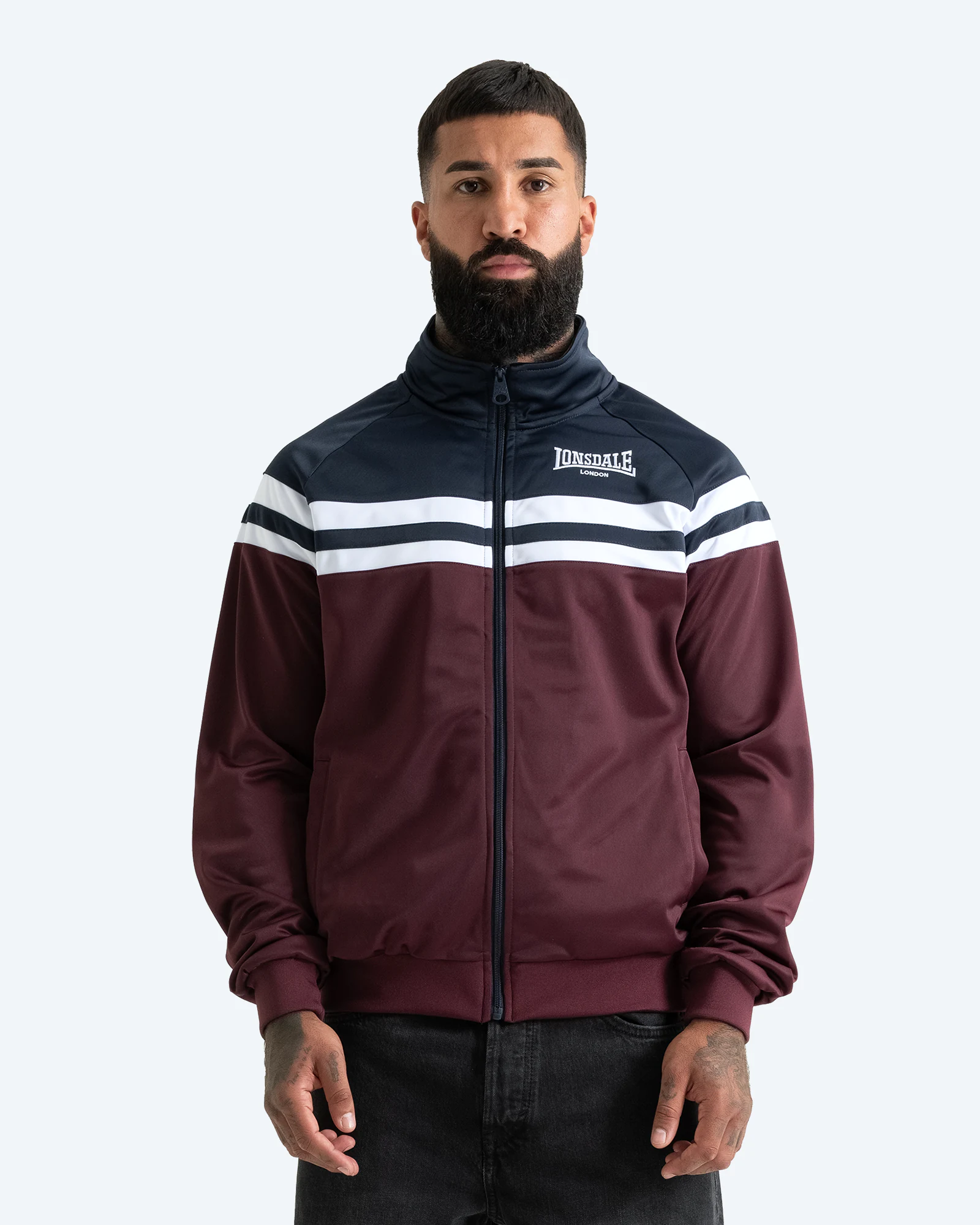 Streatham Track Jacket Oxblood/Dark Navy/White
