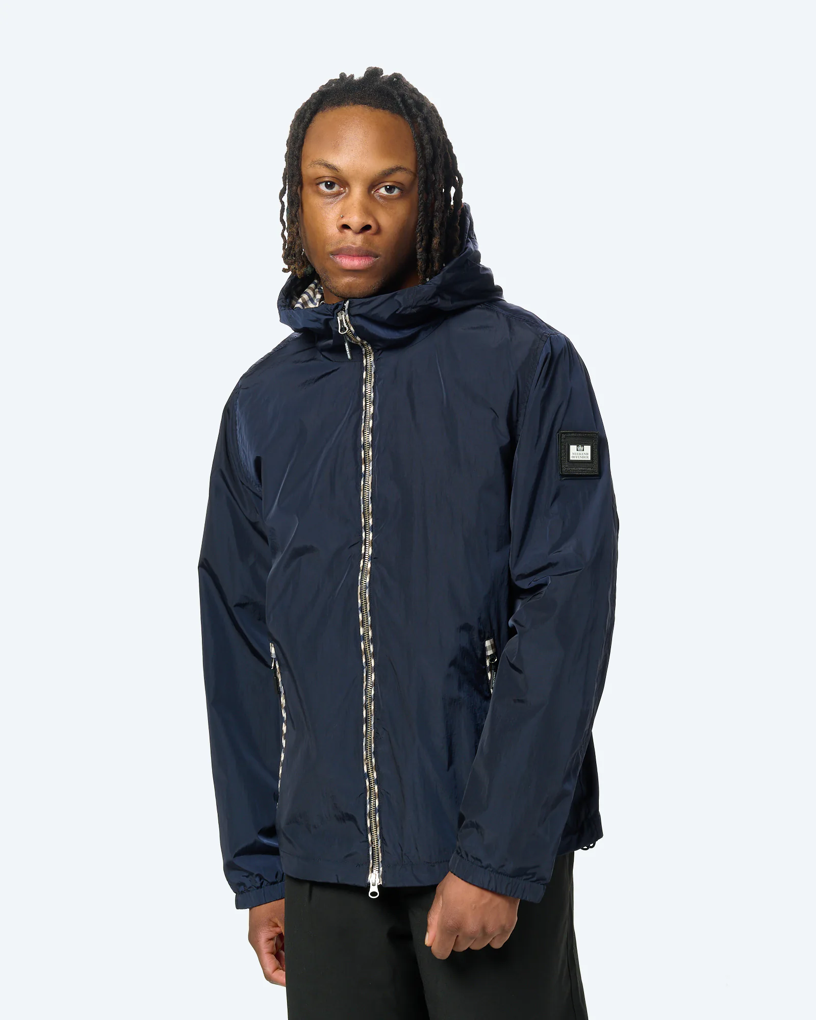 Weekend Offender Campania Check Statement Windbreaker Navy
