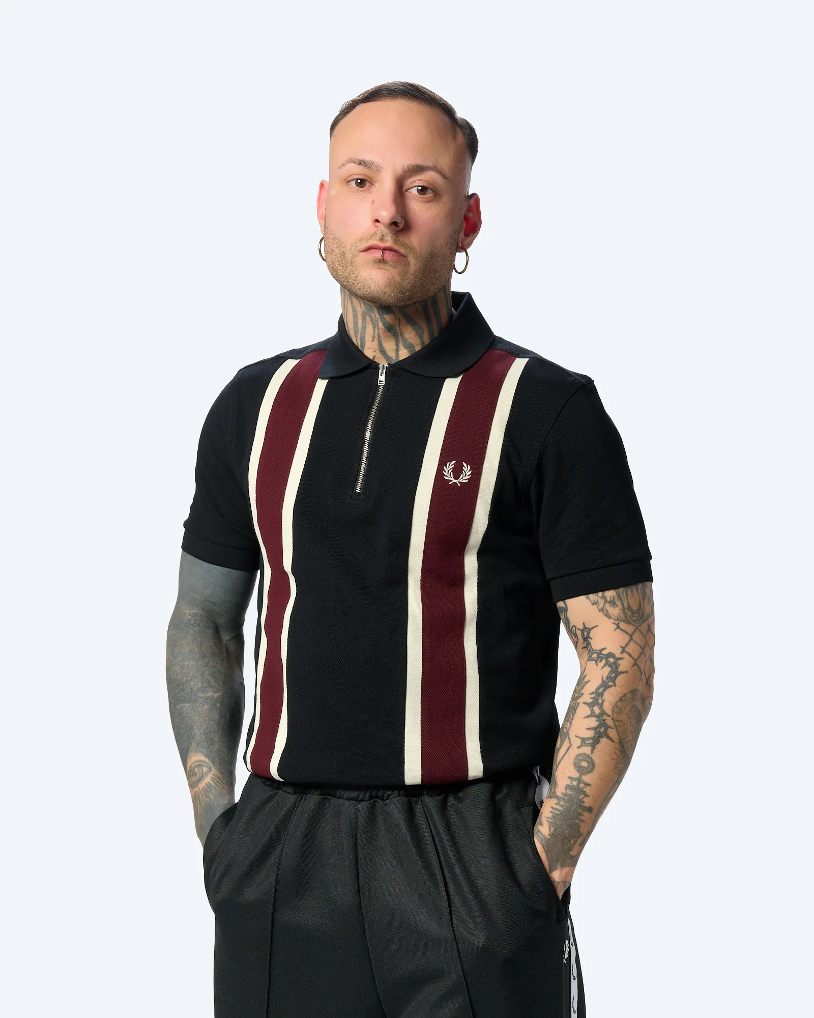 Fred Perry Tramline Polo Shirt Black