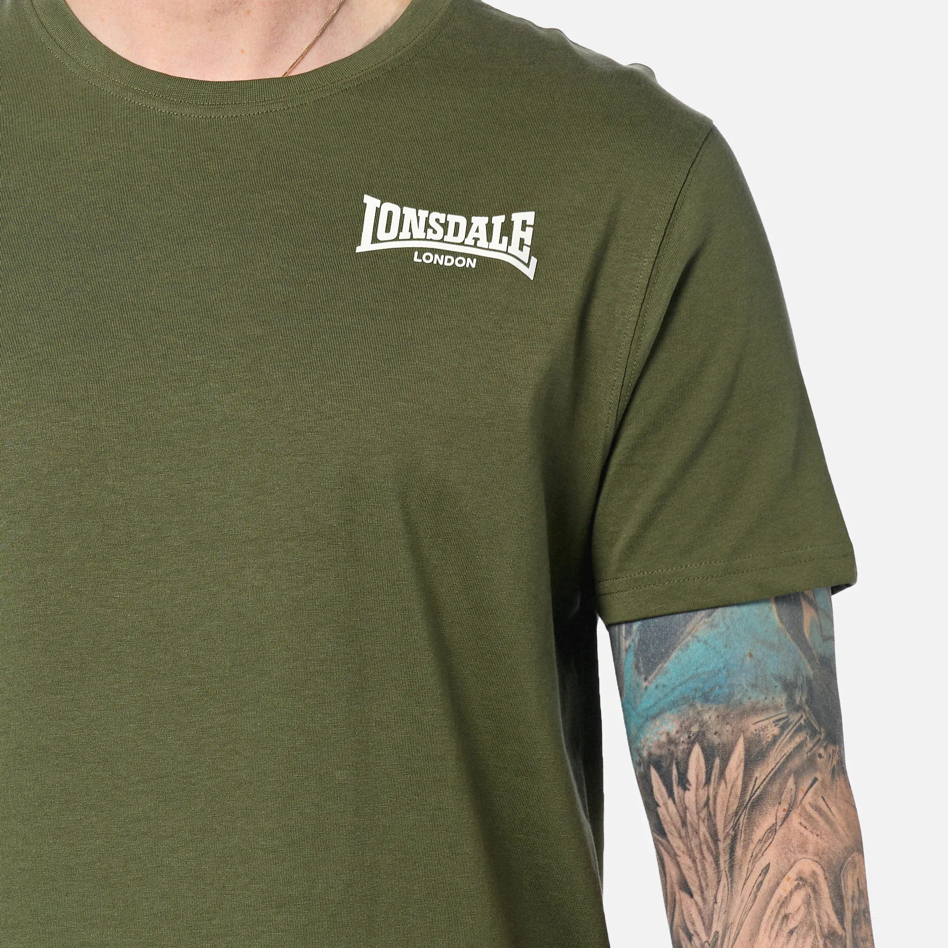 Lonsdale ELMDON T-Shirt Olive/White