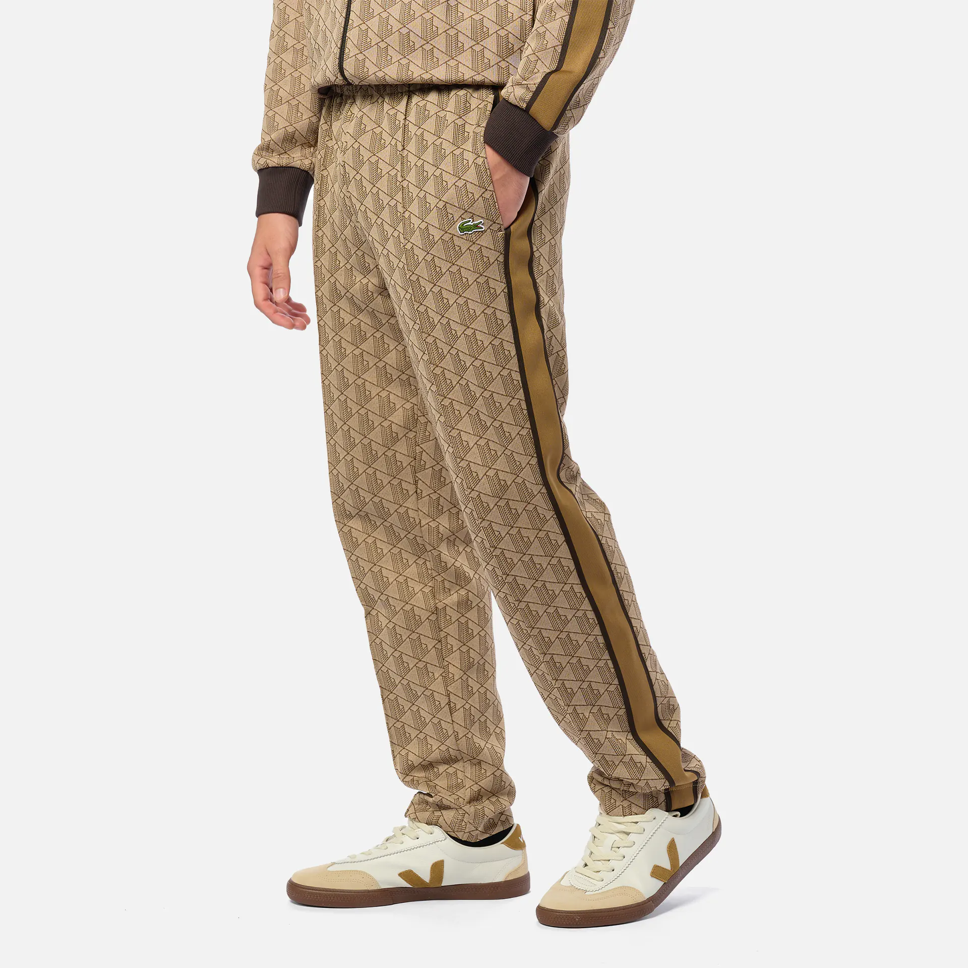 Lacoste Paris Monogram Jacquard Track Pants Croissant/Cookie/Port