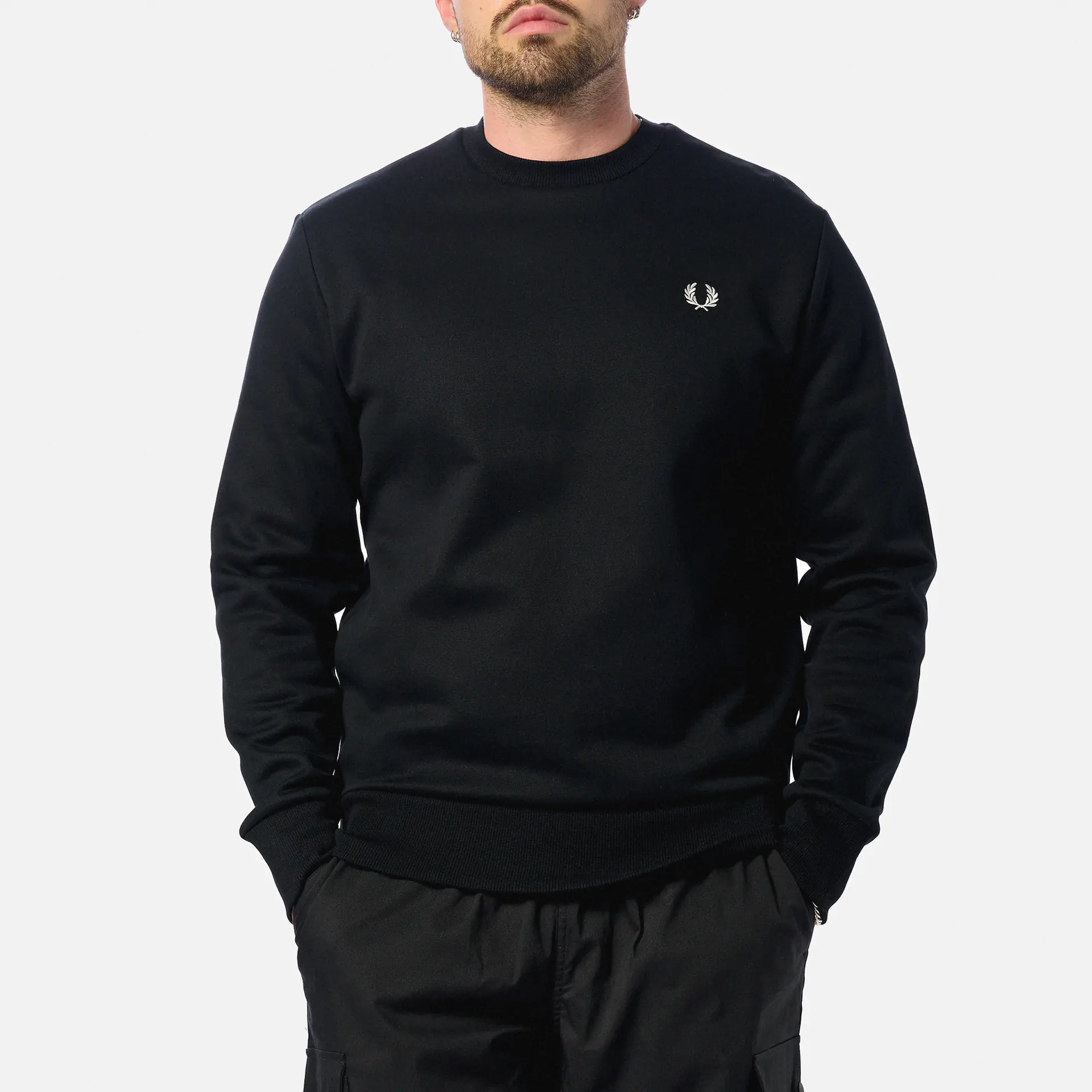 Fred Perry Bold Branding Crew Neck Sweatshirt Black