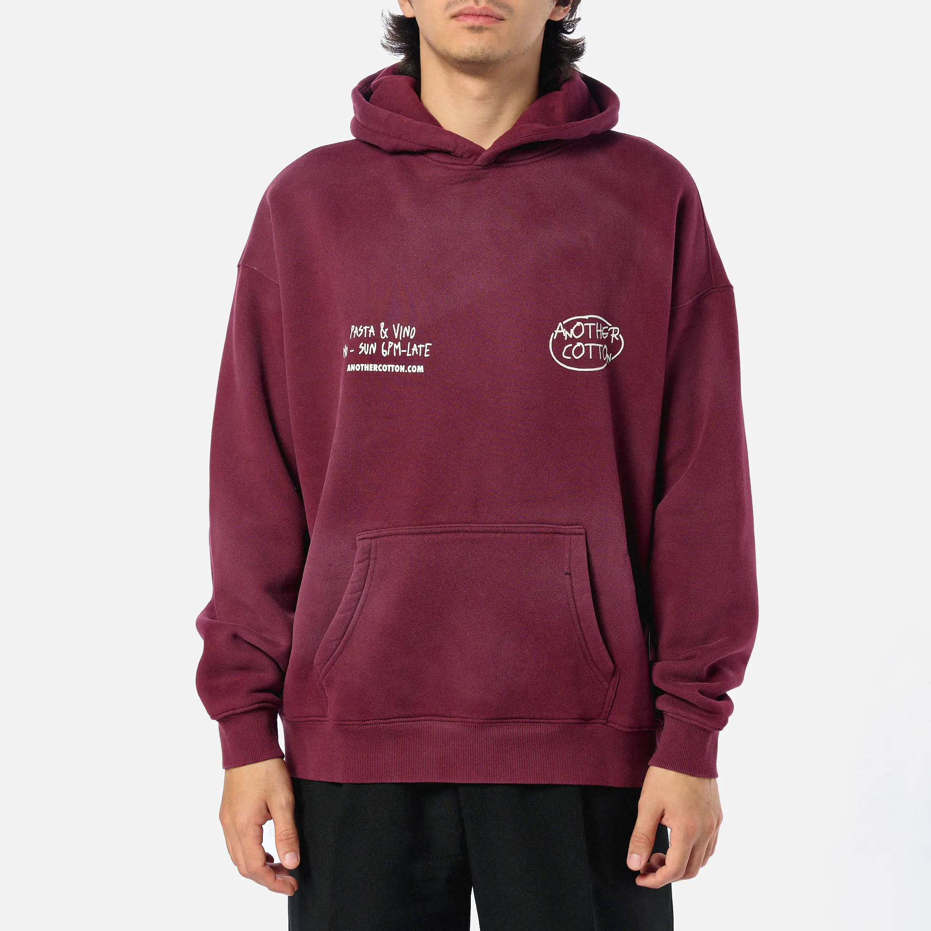 Another Cotton Pasta Night Washed Hoodie Red