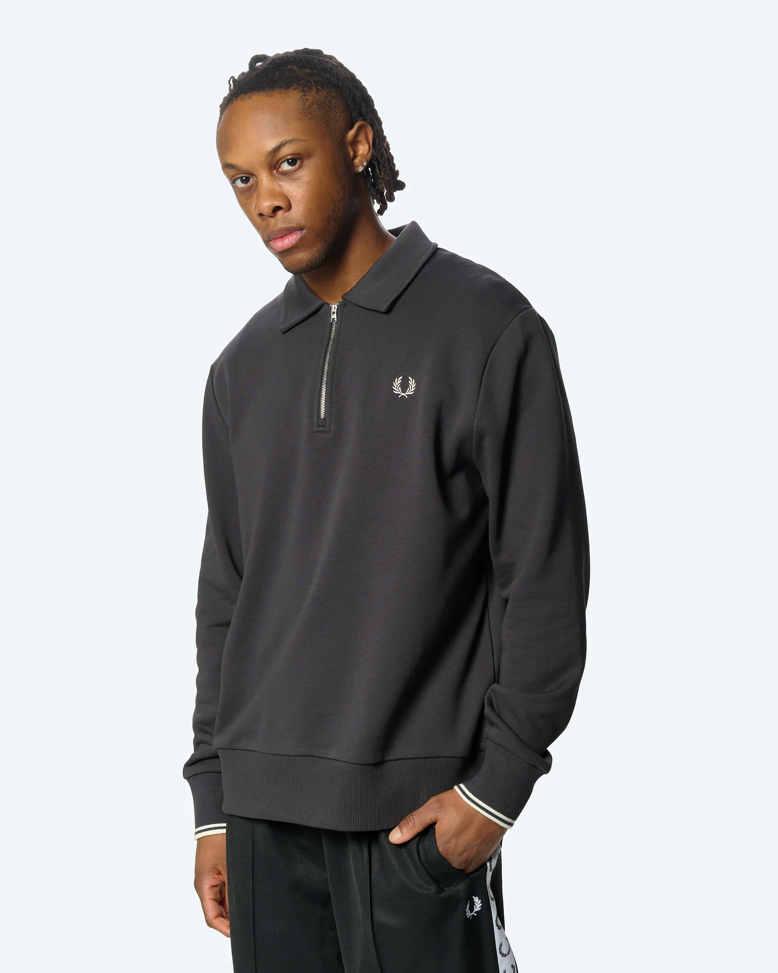Fred Perry Half Zip Collared Sweatshirt Anchor Grey