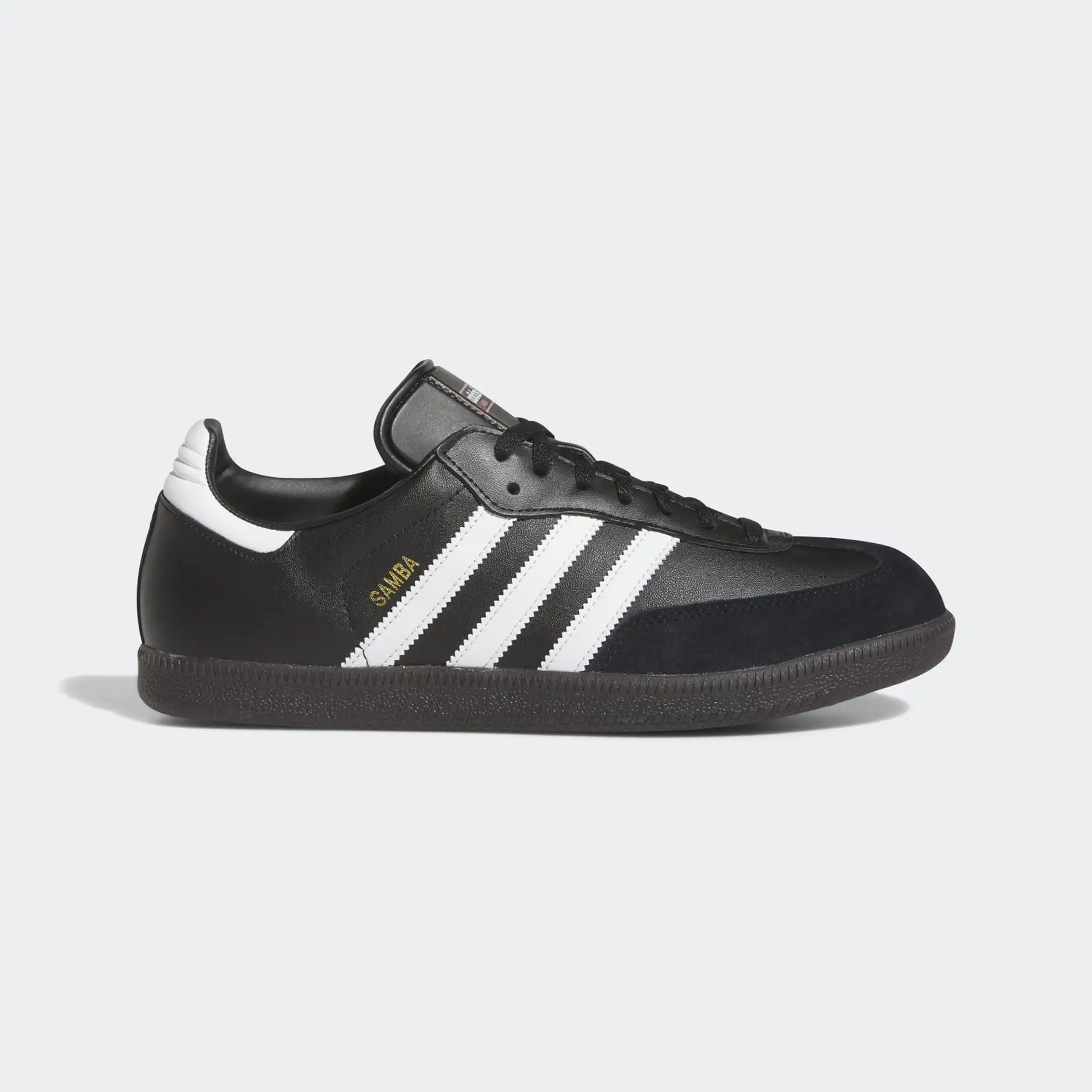 Black leather adidas shoes top