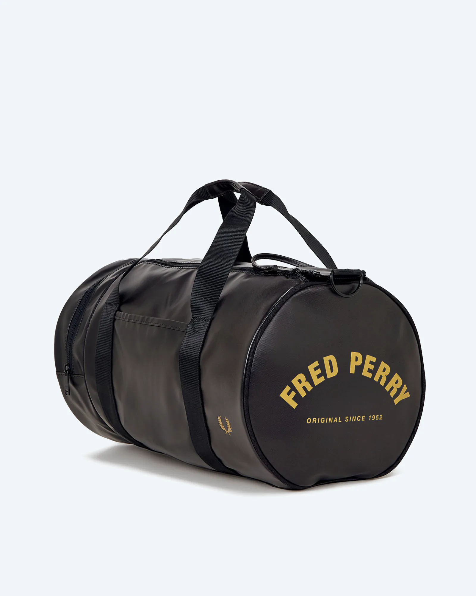 Fred Perry Tonal PU Barrel Bag Black/Gold