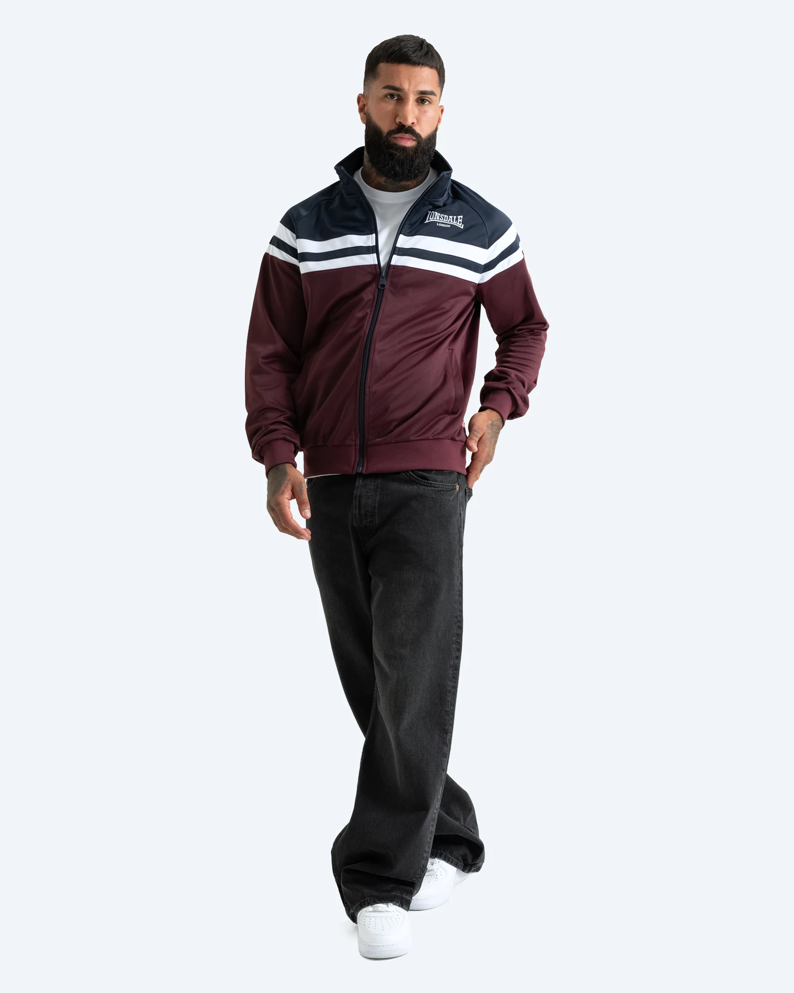 Streatham Track Jacket Oxblood/Dark Navy/White
