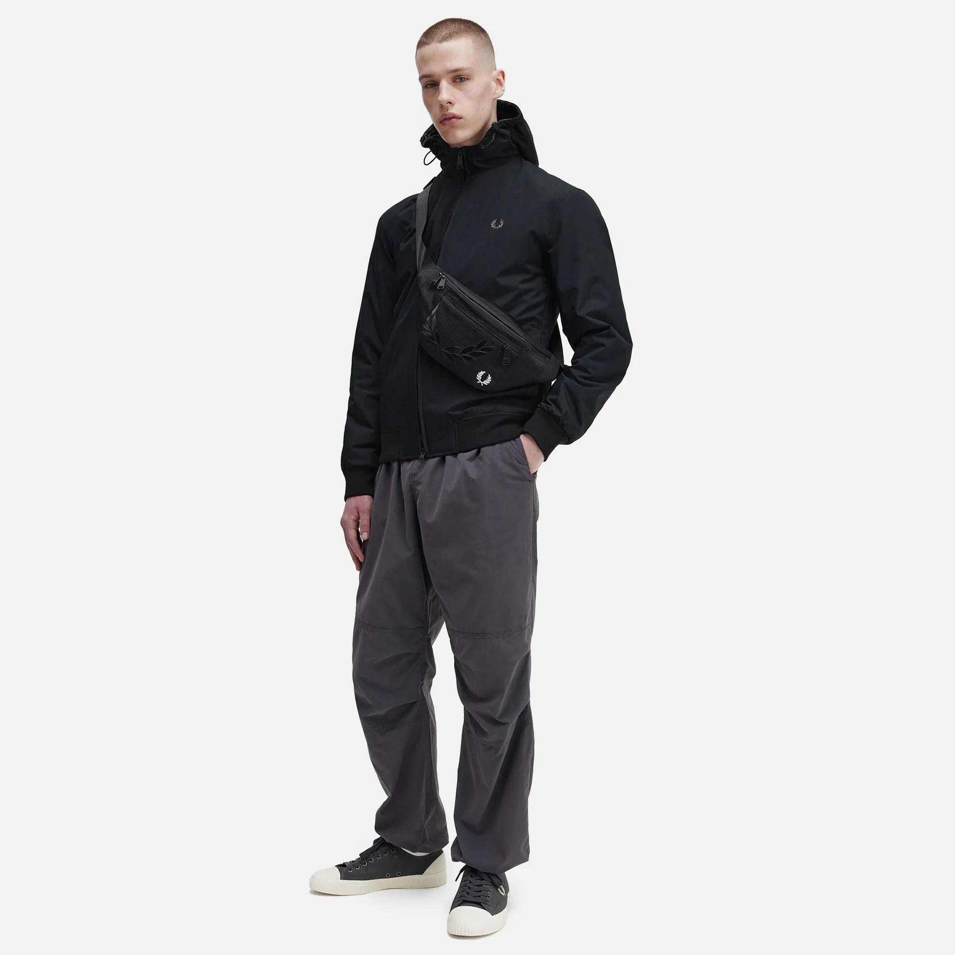 Fred Perry Padded Hooded Brentham Jacket Black/Gunmetal