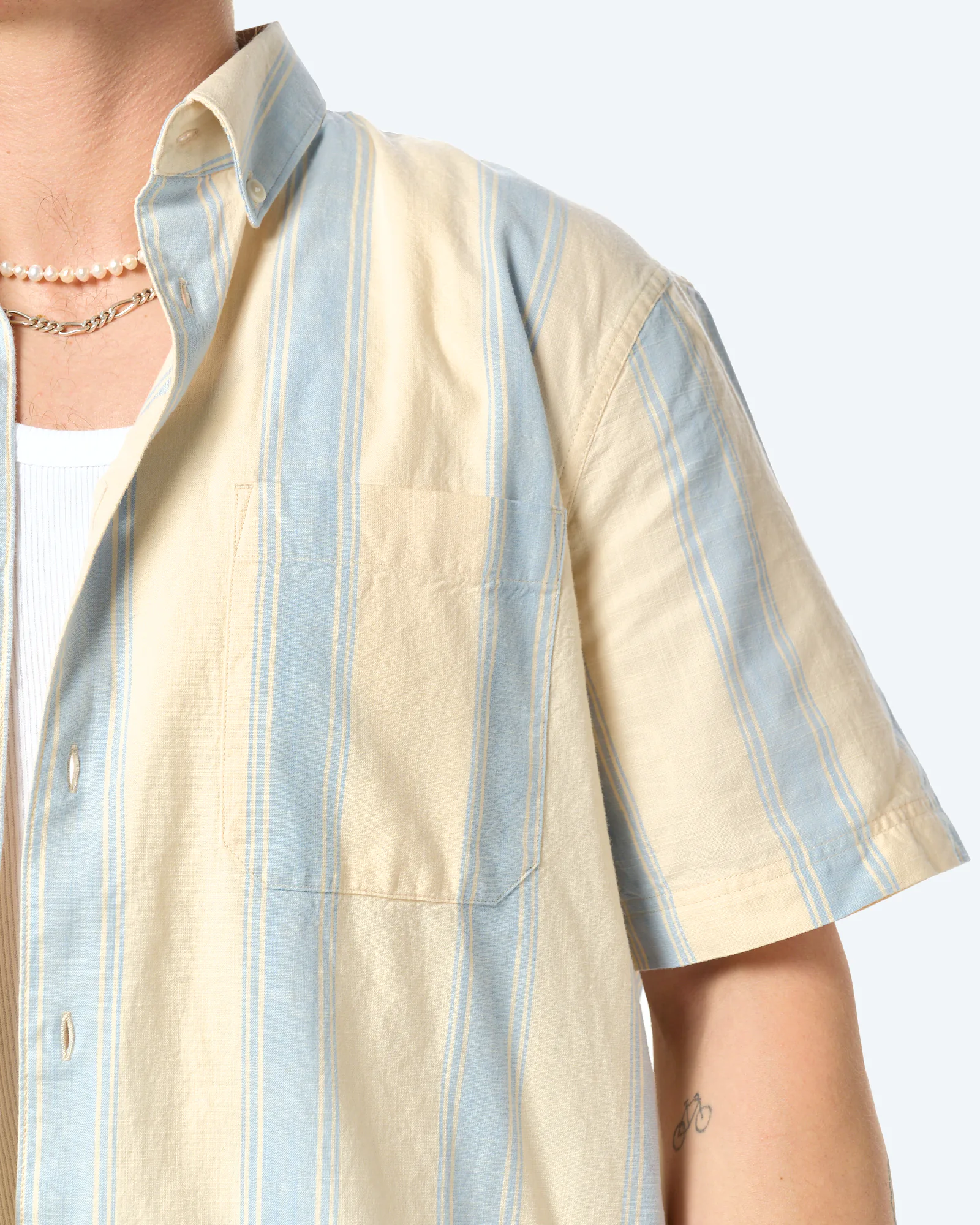 ARMEDANGELS Striped Shortsleeve Shirt Wedgwood