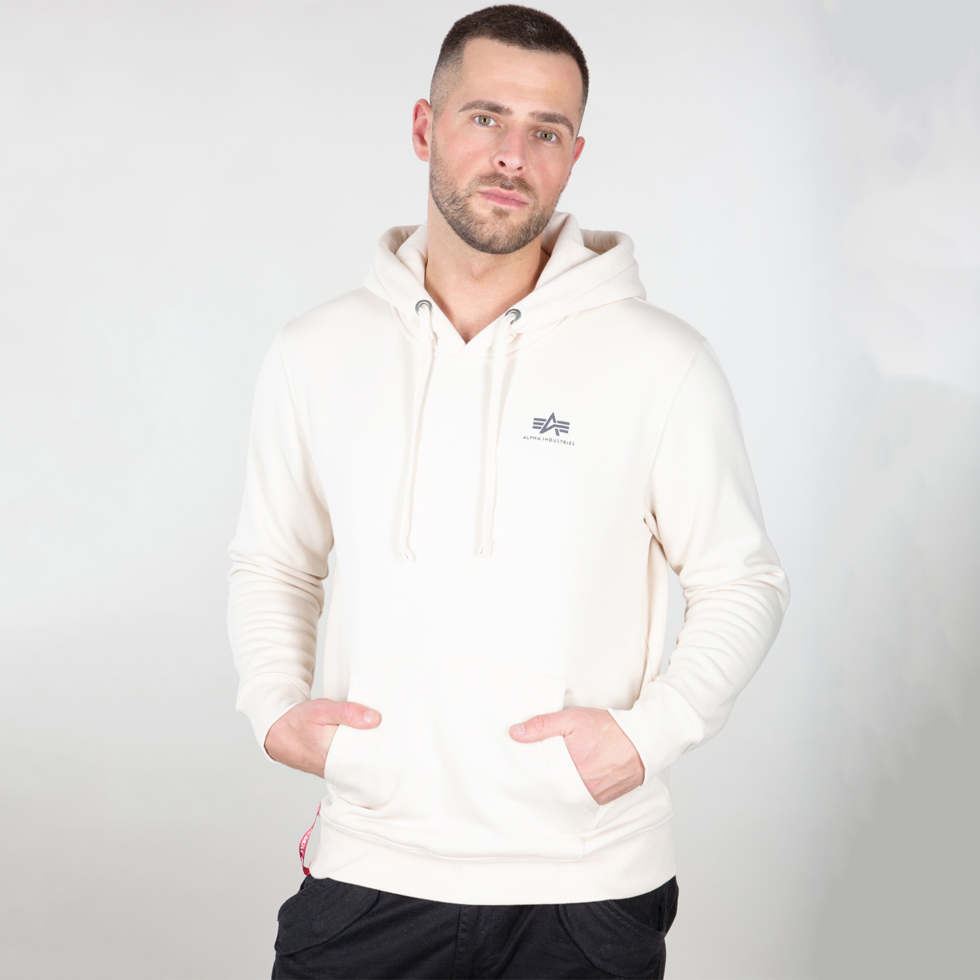 Alpha Industries Basic Hoody Small Logo Jet Stream White