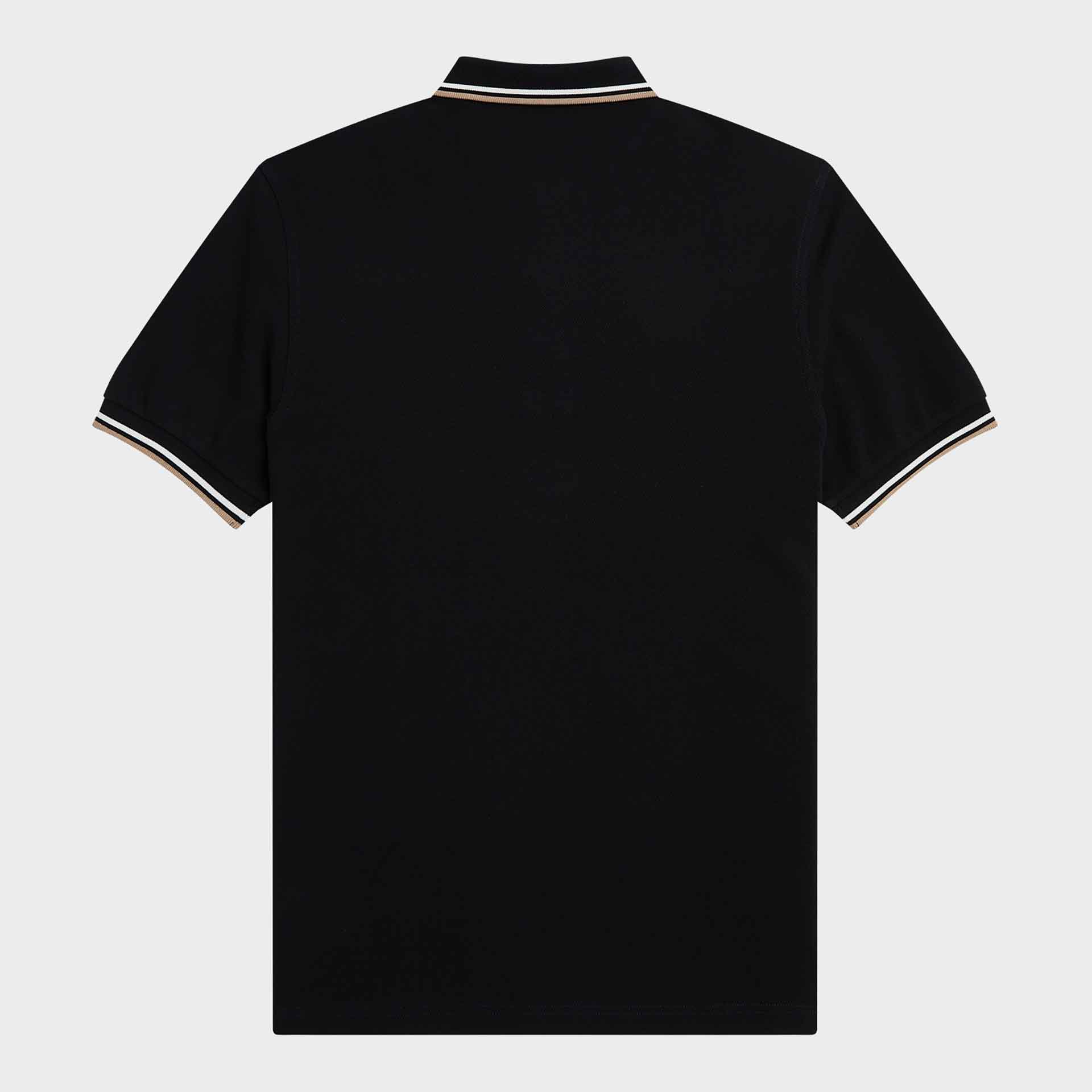 Fred Perry Twin Tipped Polo Shirt Black/Snow White/Warm Stone