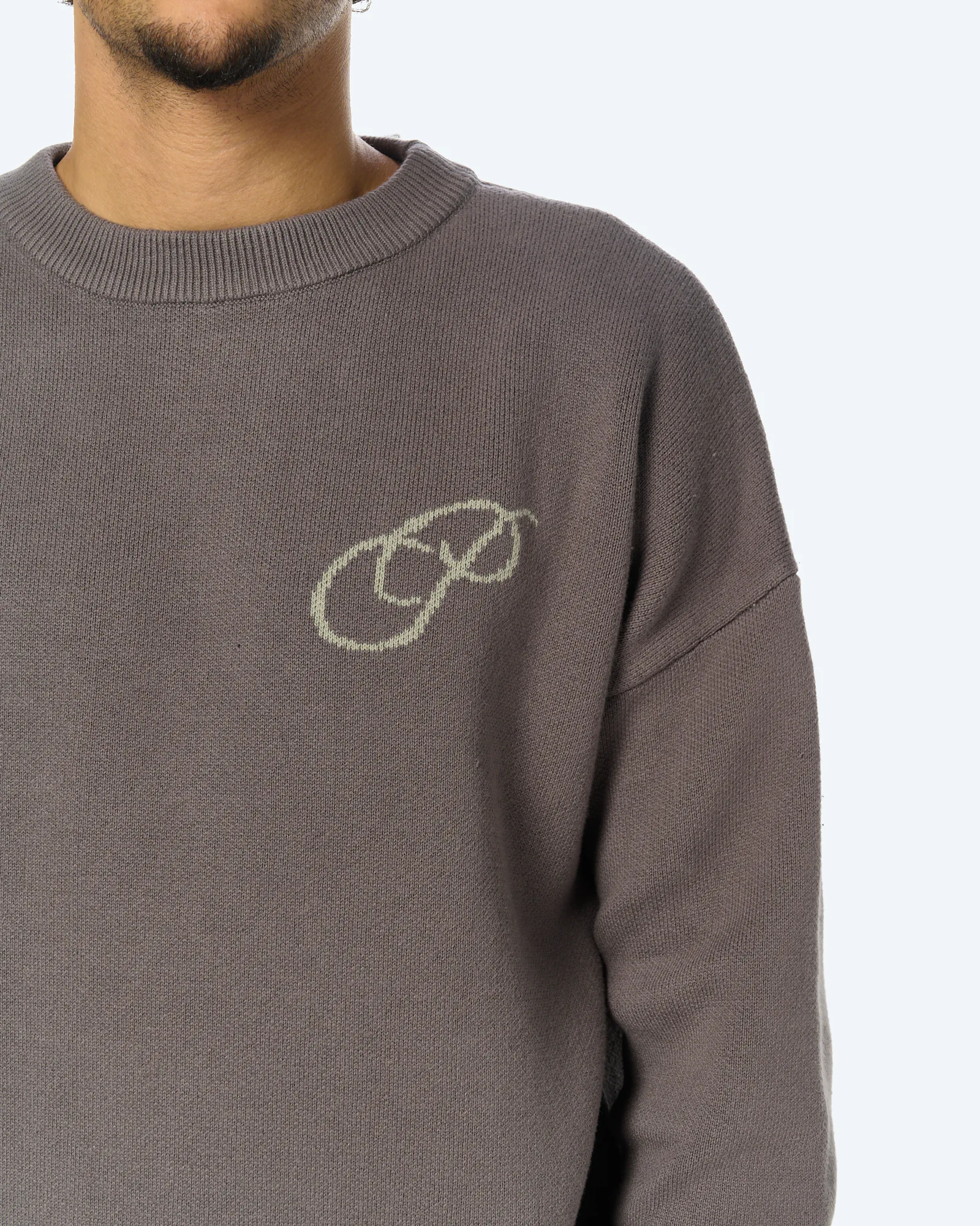 Initial Knit Sweatshirt Grey