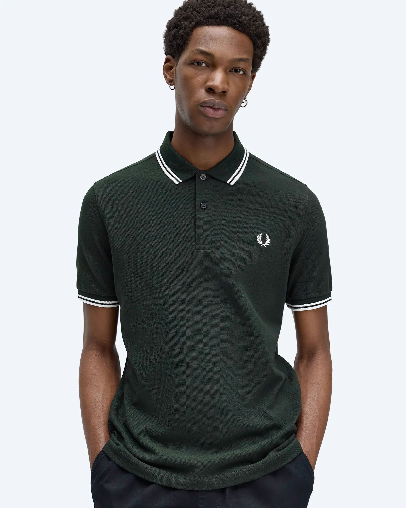 Fred Perry Twin Tipped Polo Shirt Night Green/Snow White