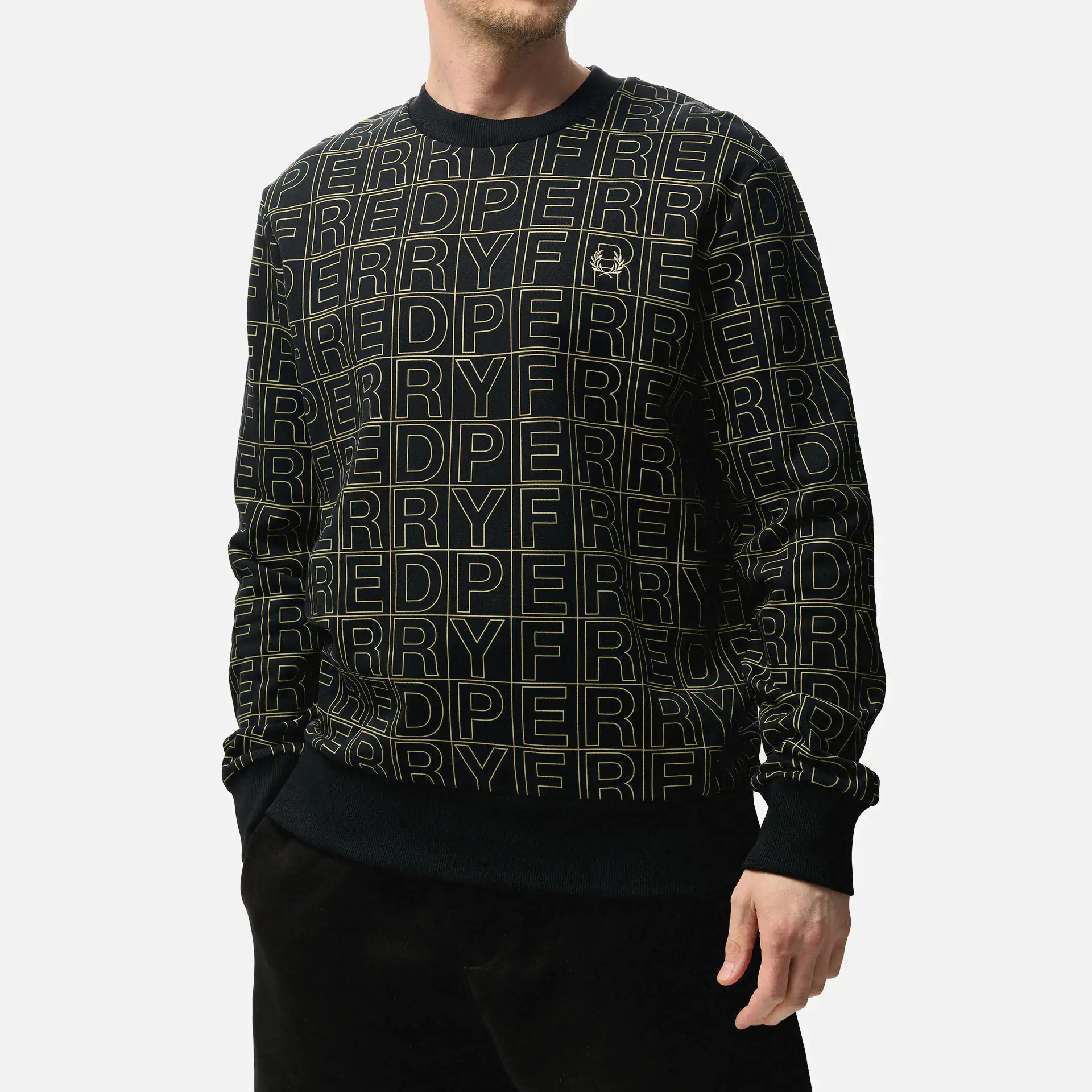 Fred Perry Spellout Graphic Sweatshirt Black