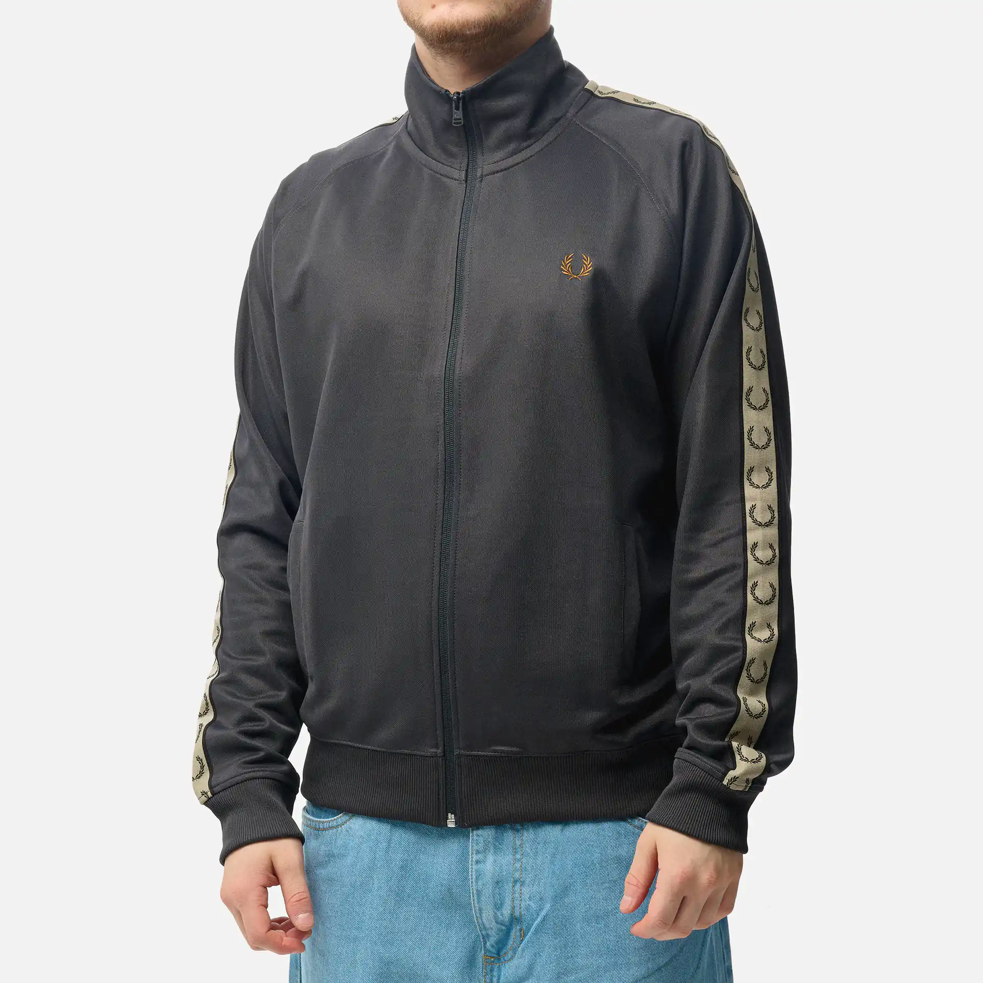 Fred Perry Contrast Tape Track Jacket Anchor Grey/Black