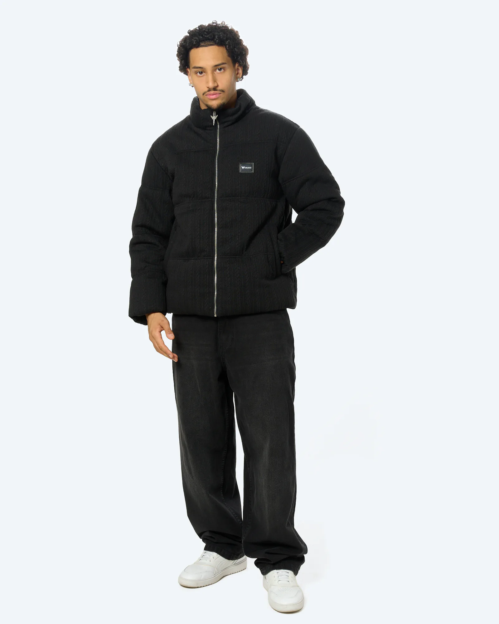 Metal Plaque Pufferjacket Black