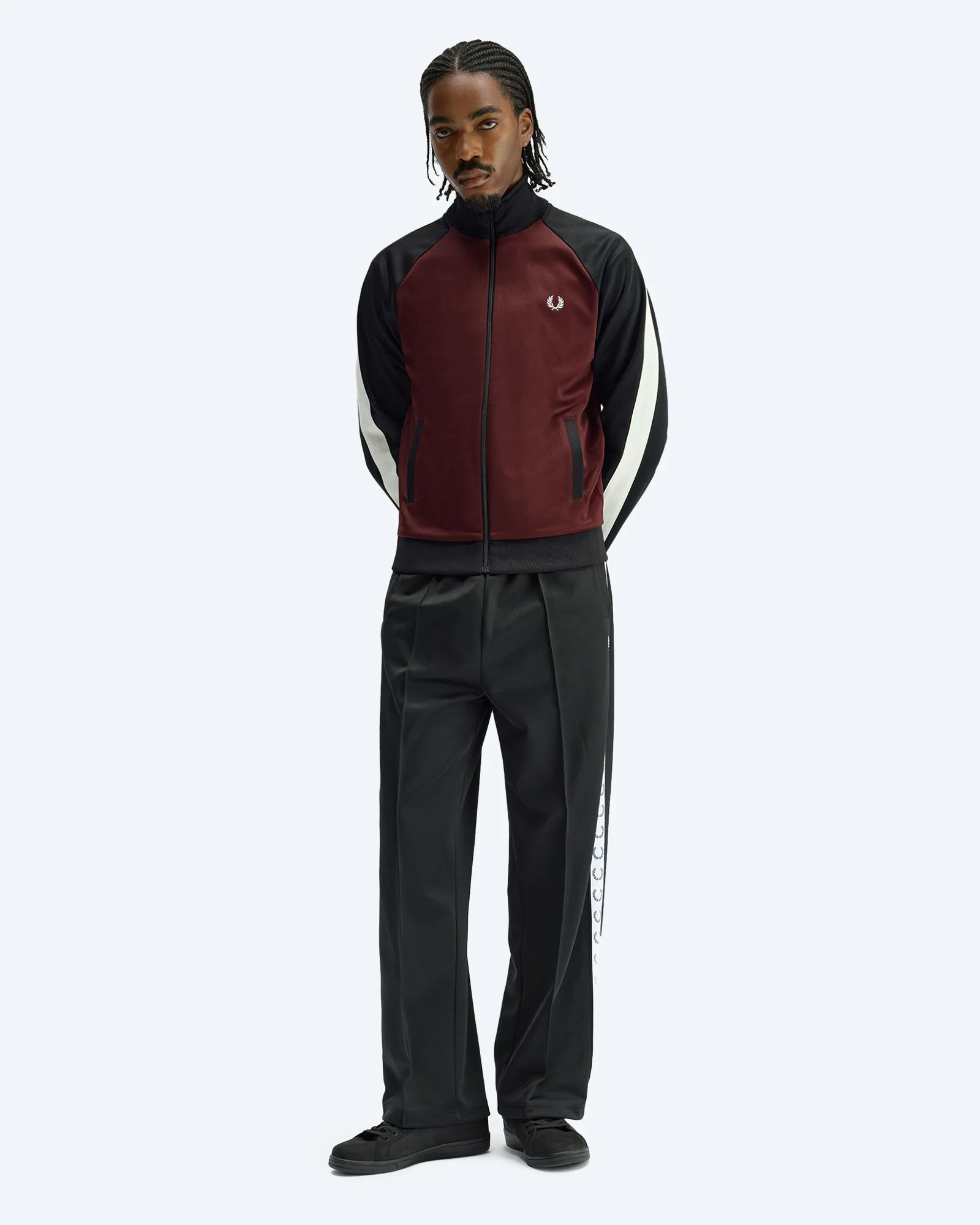 Fred Perry Contrast Sleeve Track Jacket Oxblood