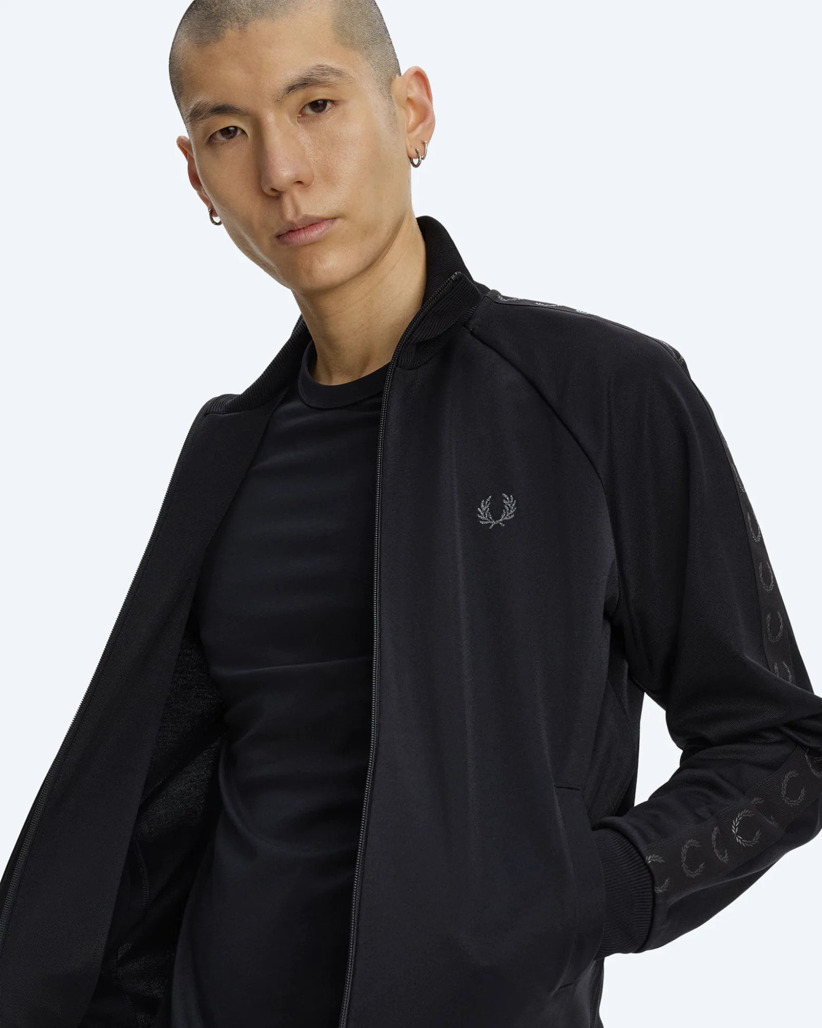 Contrast Tape Track Jacket Black