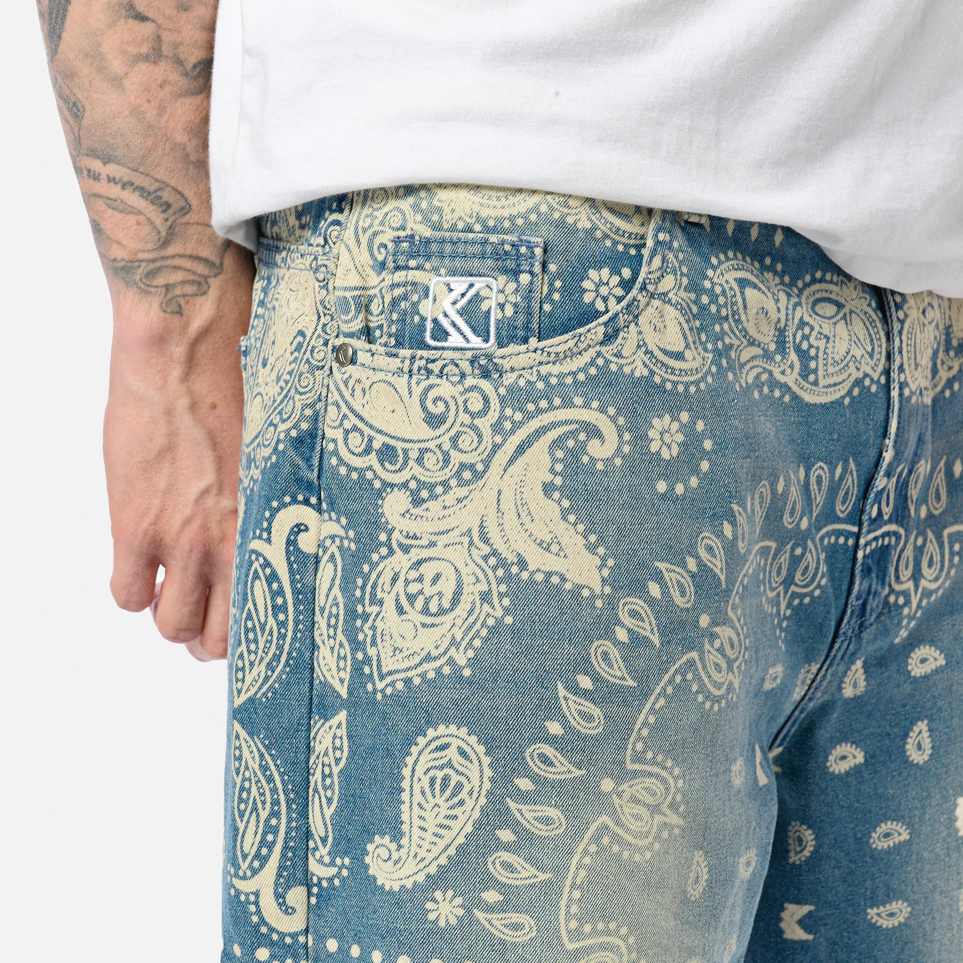 Karl Kani Paisley Jorts Blue