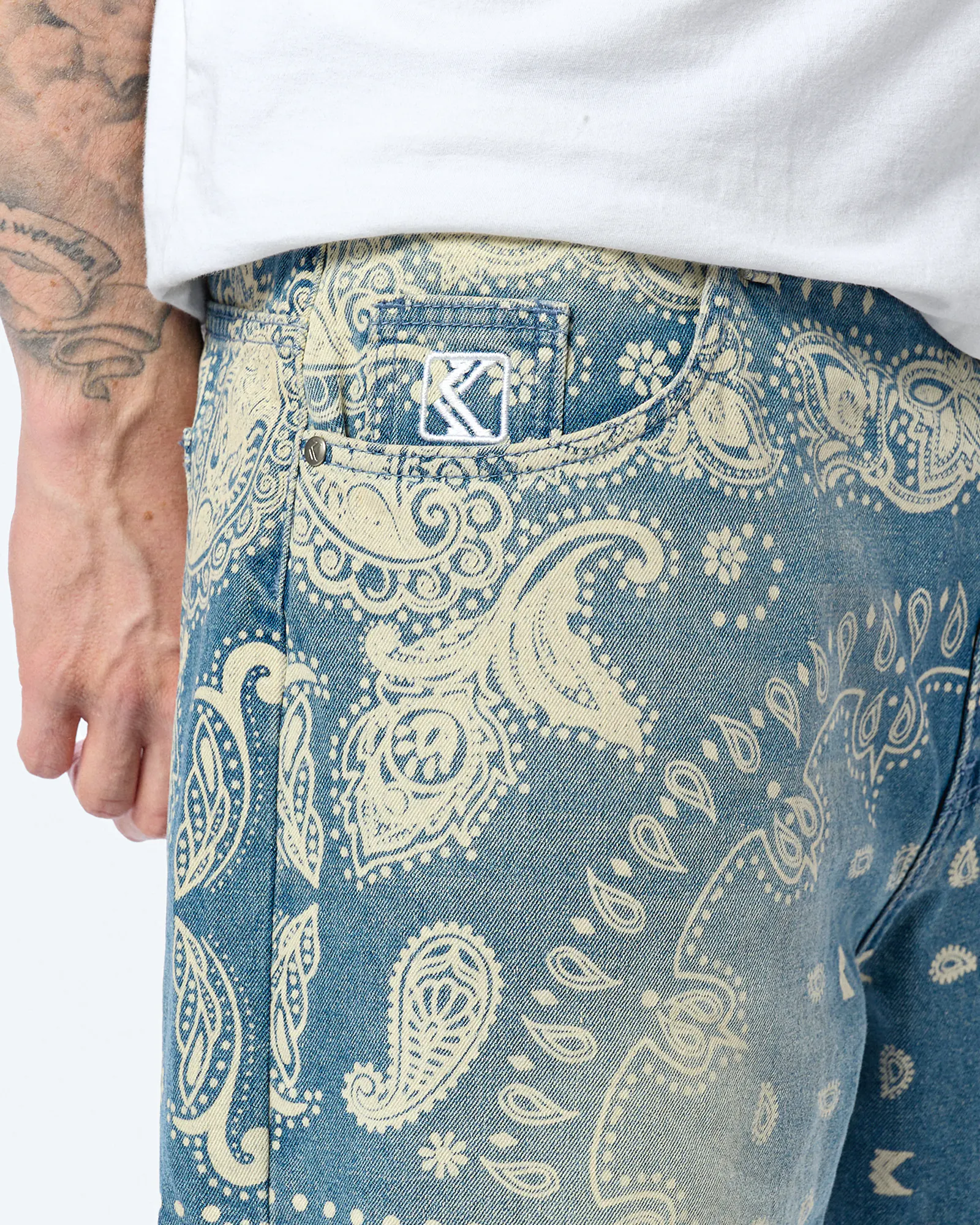 Karl Kani Paisley Jorts Blue Karl Kani Paisley Jorts Blue