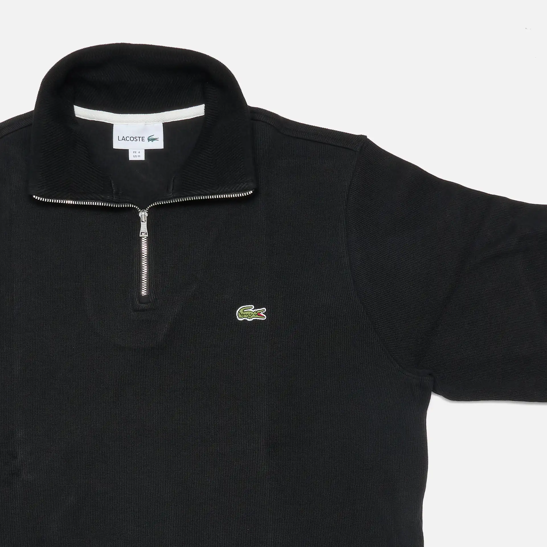 Lacoste Stand-Up Collar Cotton Half-Zip Pullover Black Lacoste Stand-Up Collar Cotton Half-Zip Pullover Black