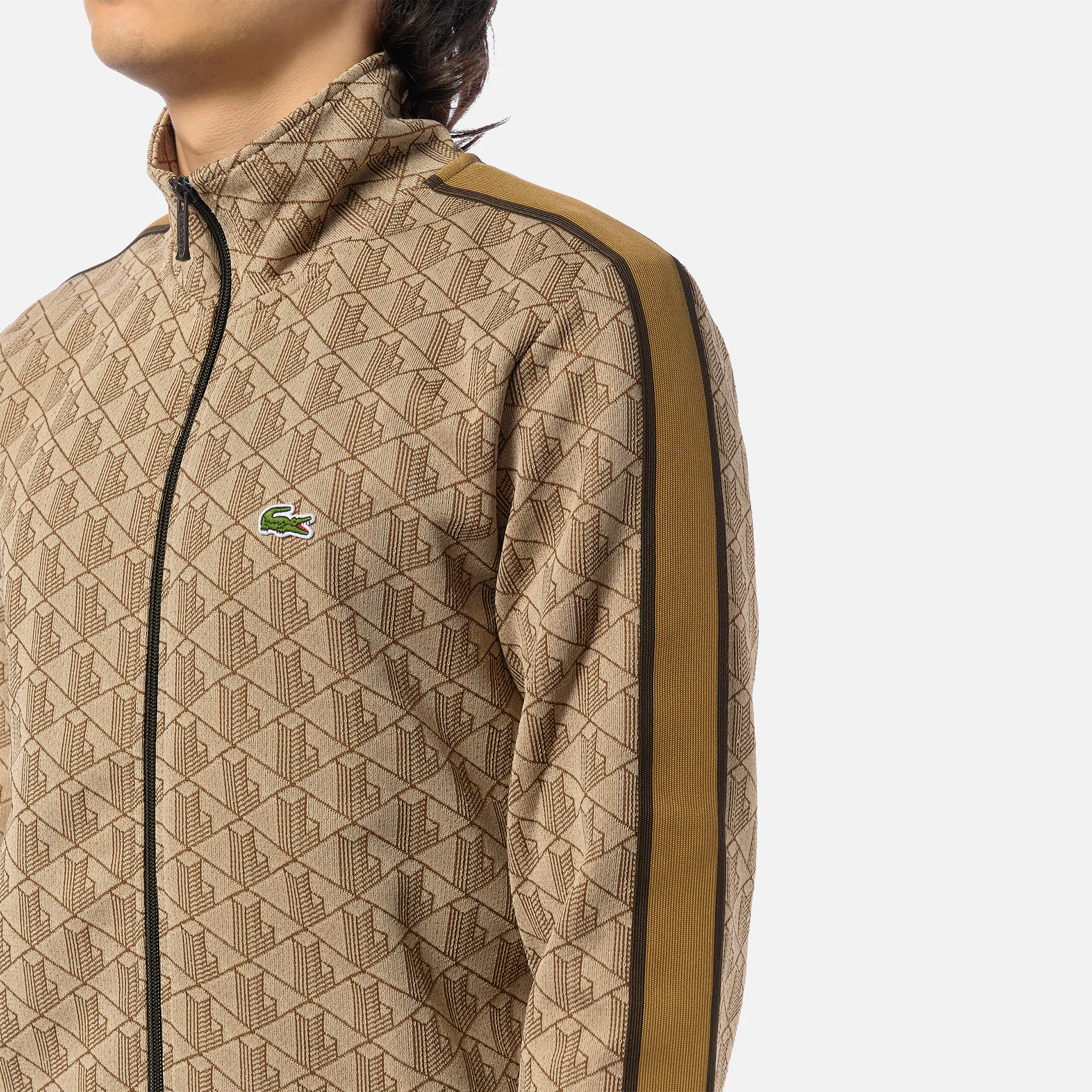 Lacoste Monogram Zipped Sweatshirt Beige/Braun